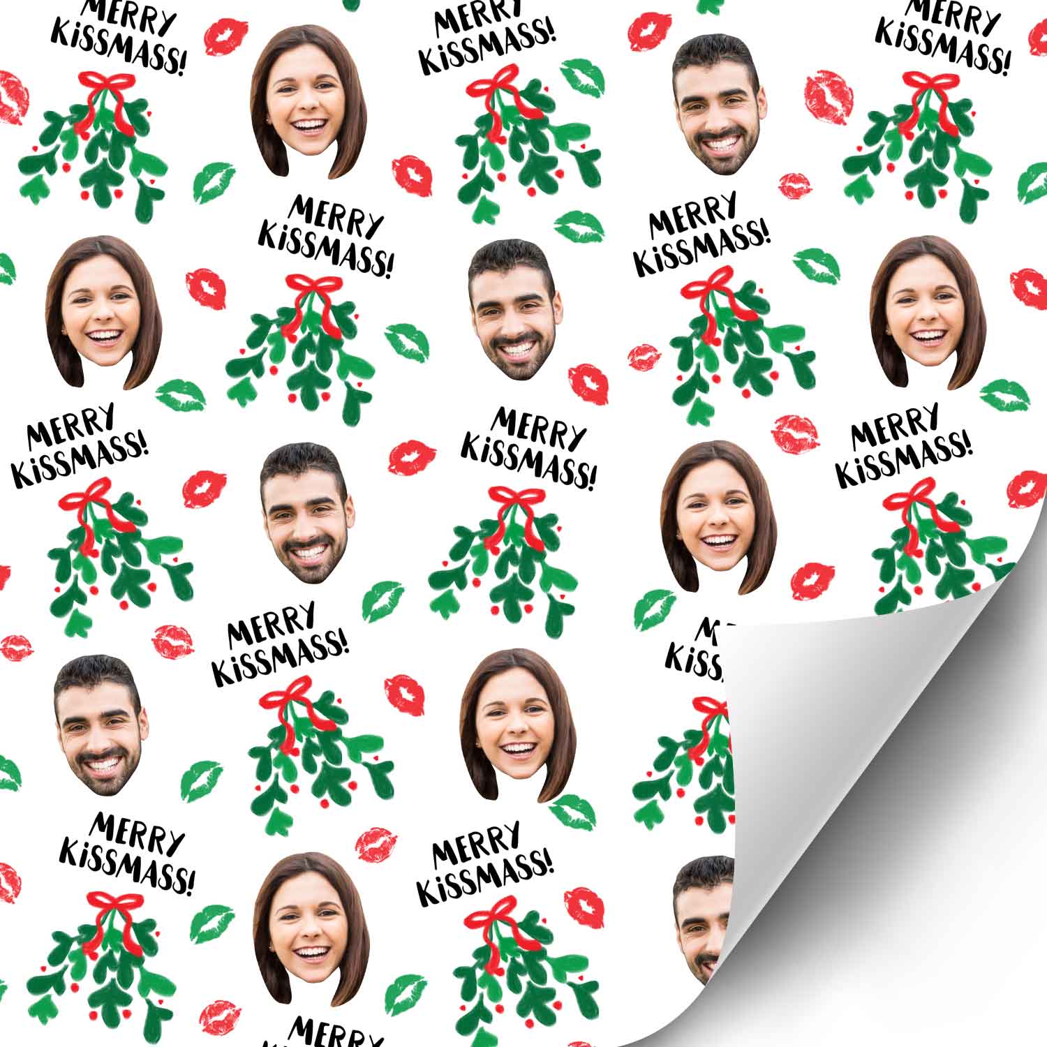 Merry Kissmas Mistletoe Custom Xmas Wrapping Paper