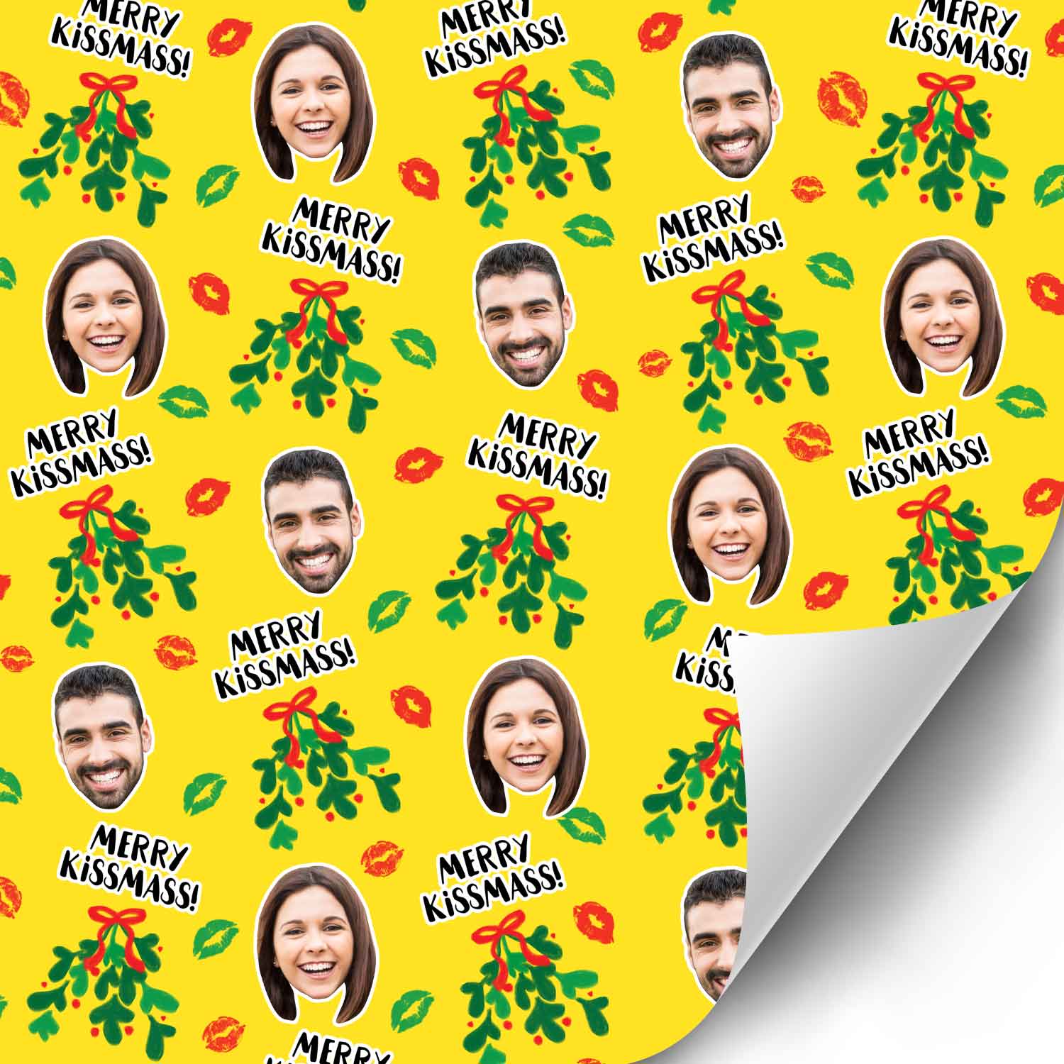 Merry Kissmas Mistletoe Custom Xmas Wrapping Paper