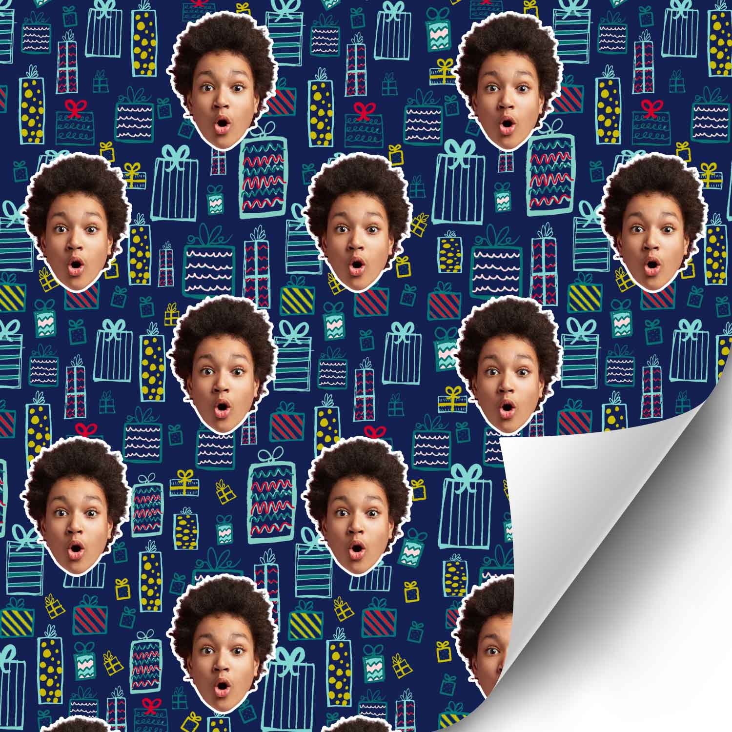 Christmas Present Face Pattern Custom Wrapping Paper