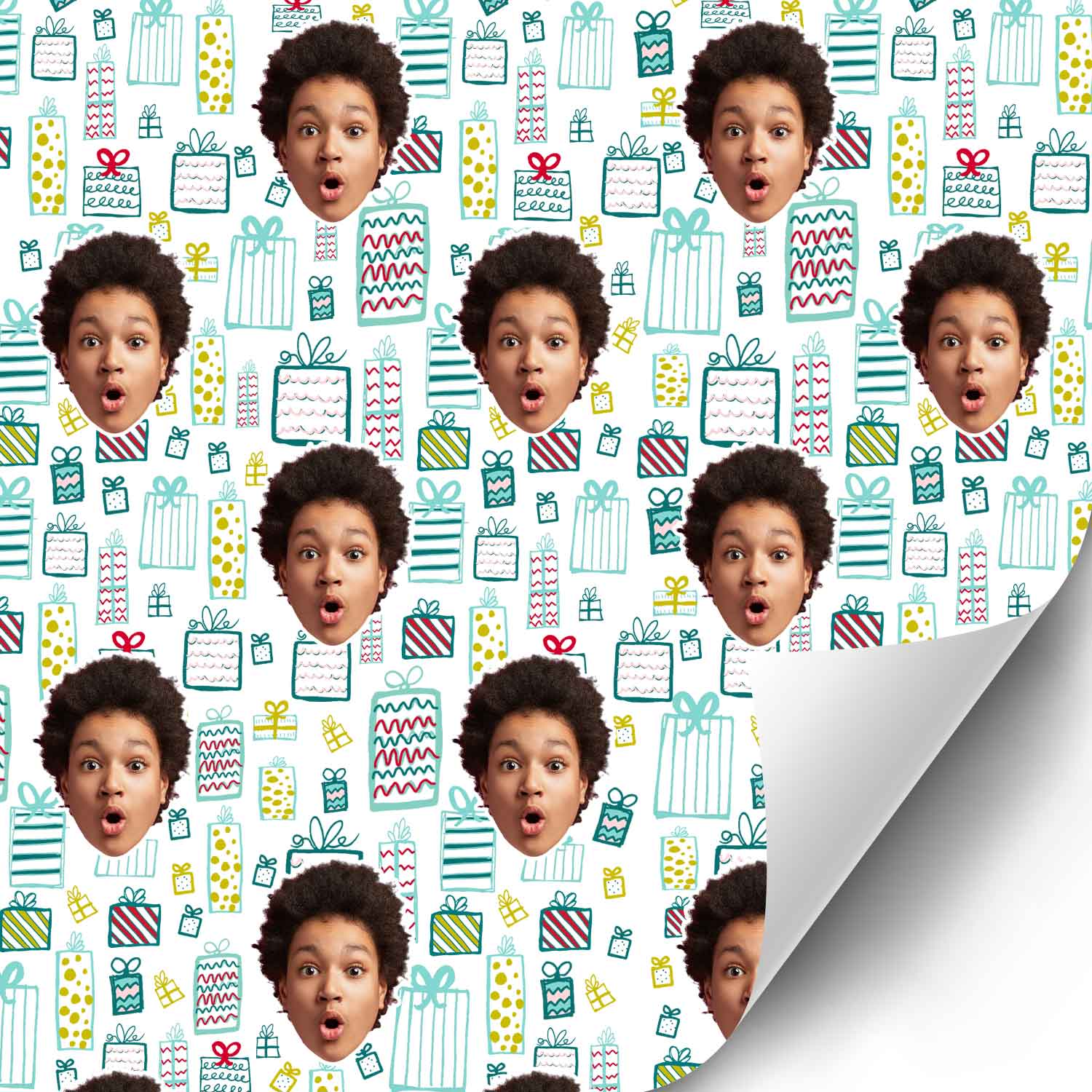 Christmas Present Face Pattern Custom Wrapping Paper