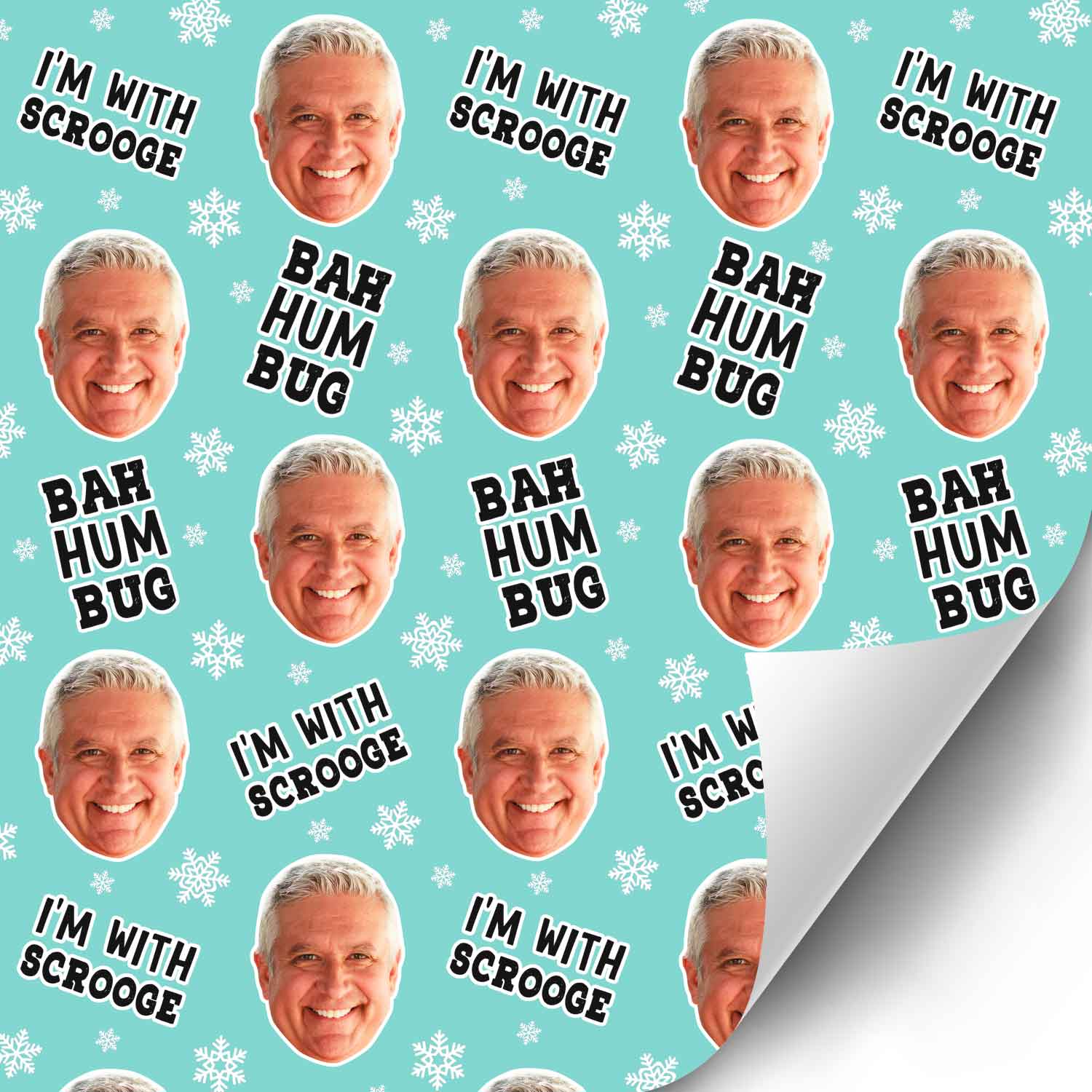BAH HUM BUG Scrooge Personalised Christmas Wrapping Paper