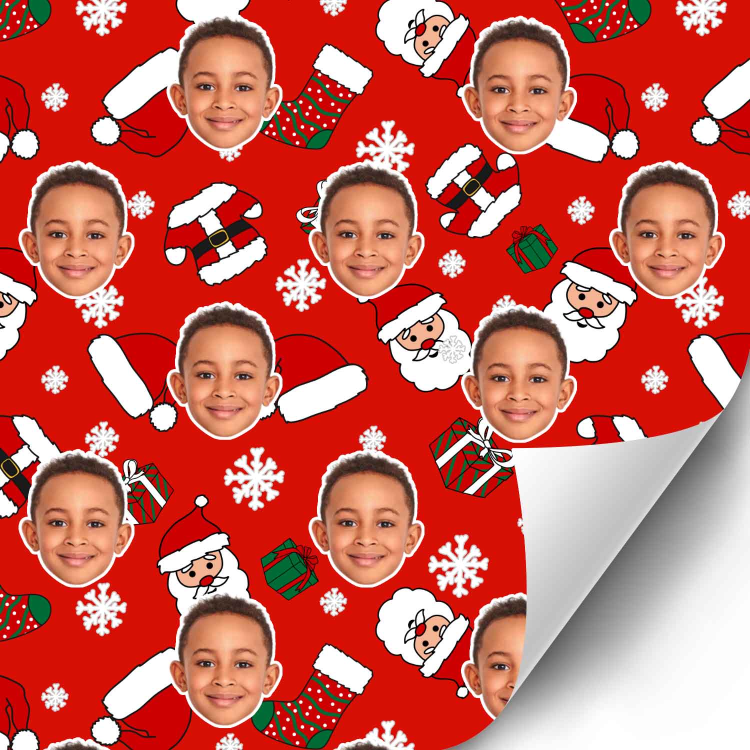 Santa Face Pattern Custom Christmas Wrapping Paper