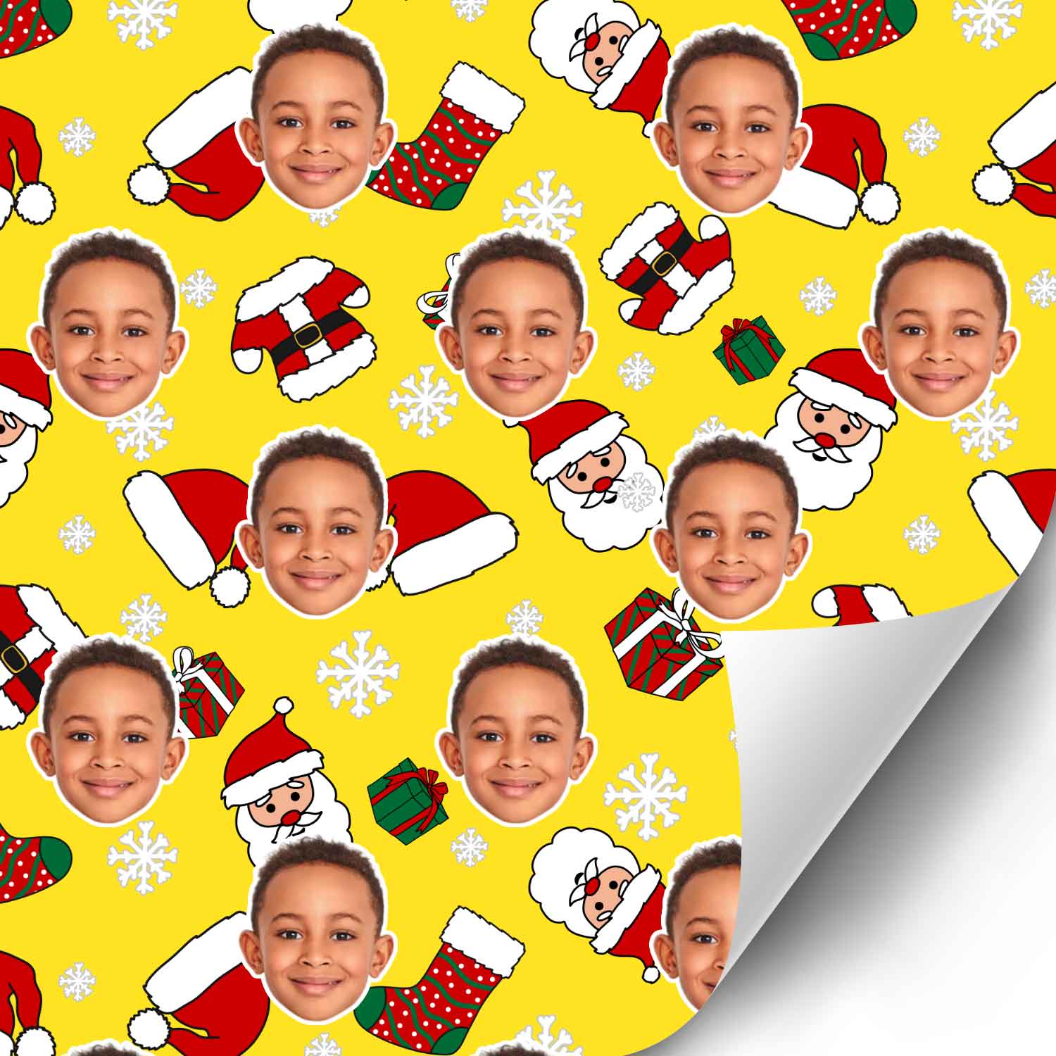 Santa Face Pattern Custom Christmas Wrapping Paper