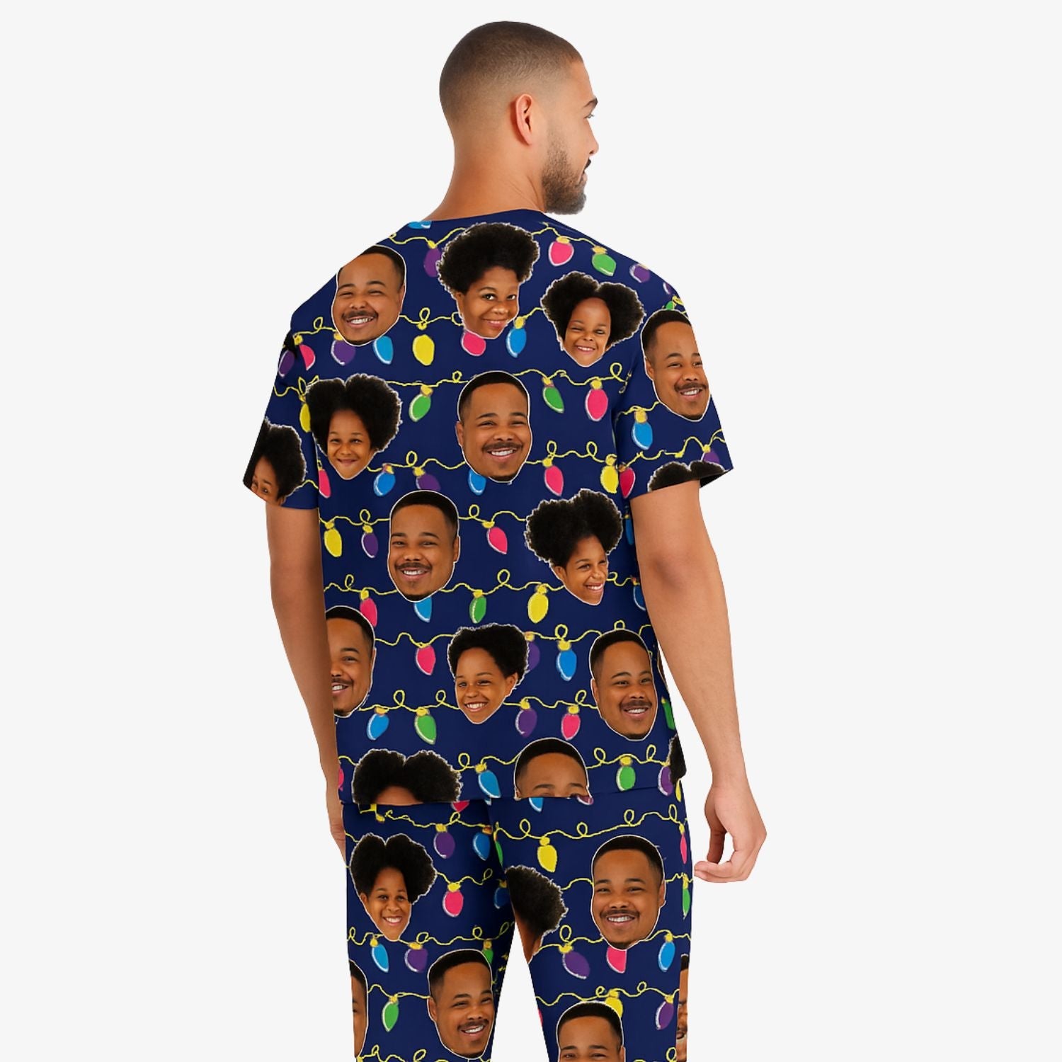 Men's Christmas Lights personalised Pyjamas