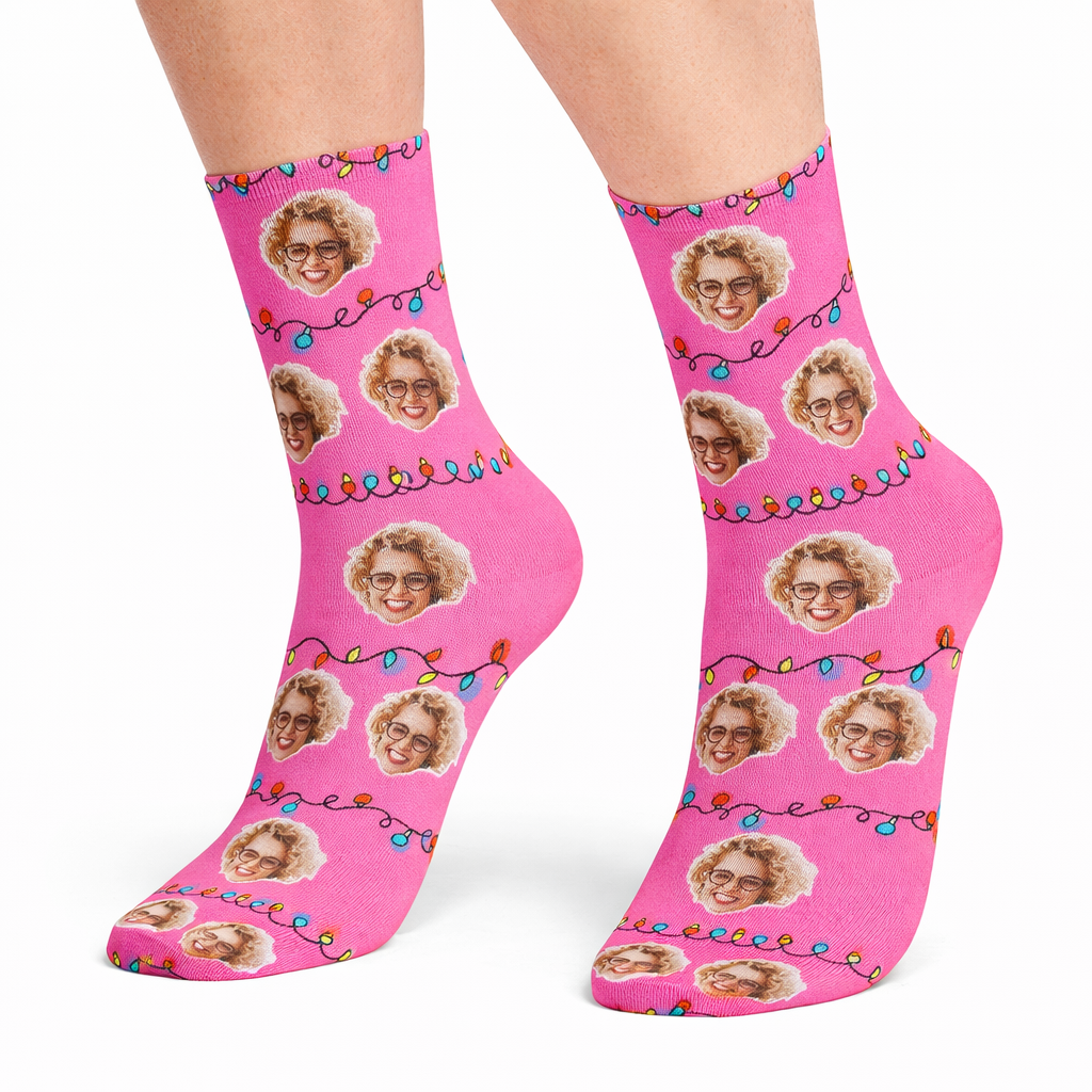 Christmas Lights Custom Face Socks