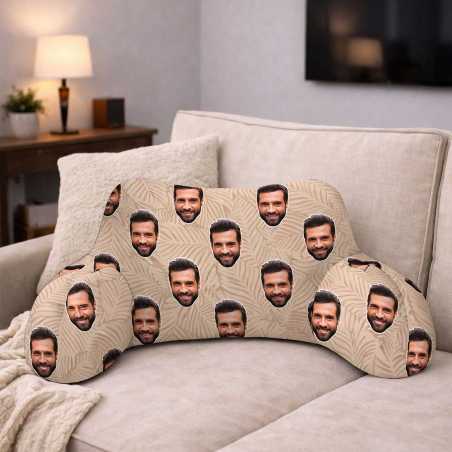 Personalised Light Brown Botanical Cuddle Cushion