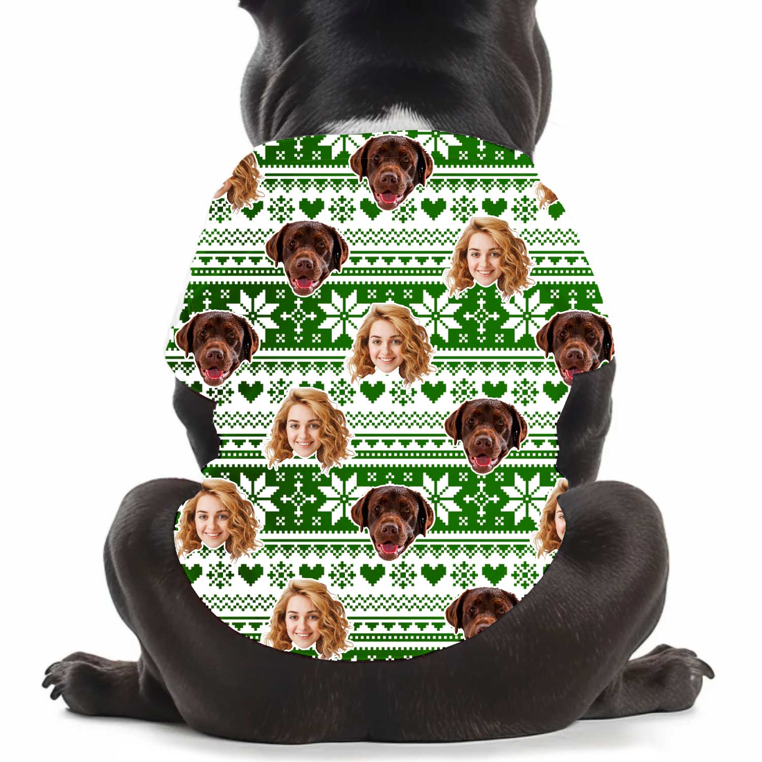 Christmas Snowflakes & Hearts Personalised Dog T Shirt