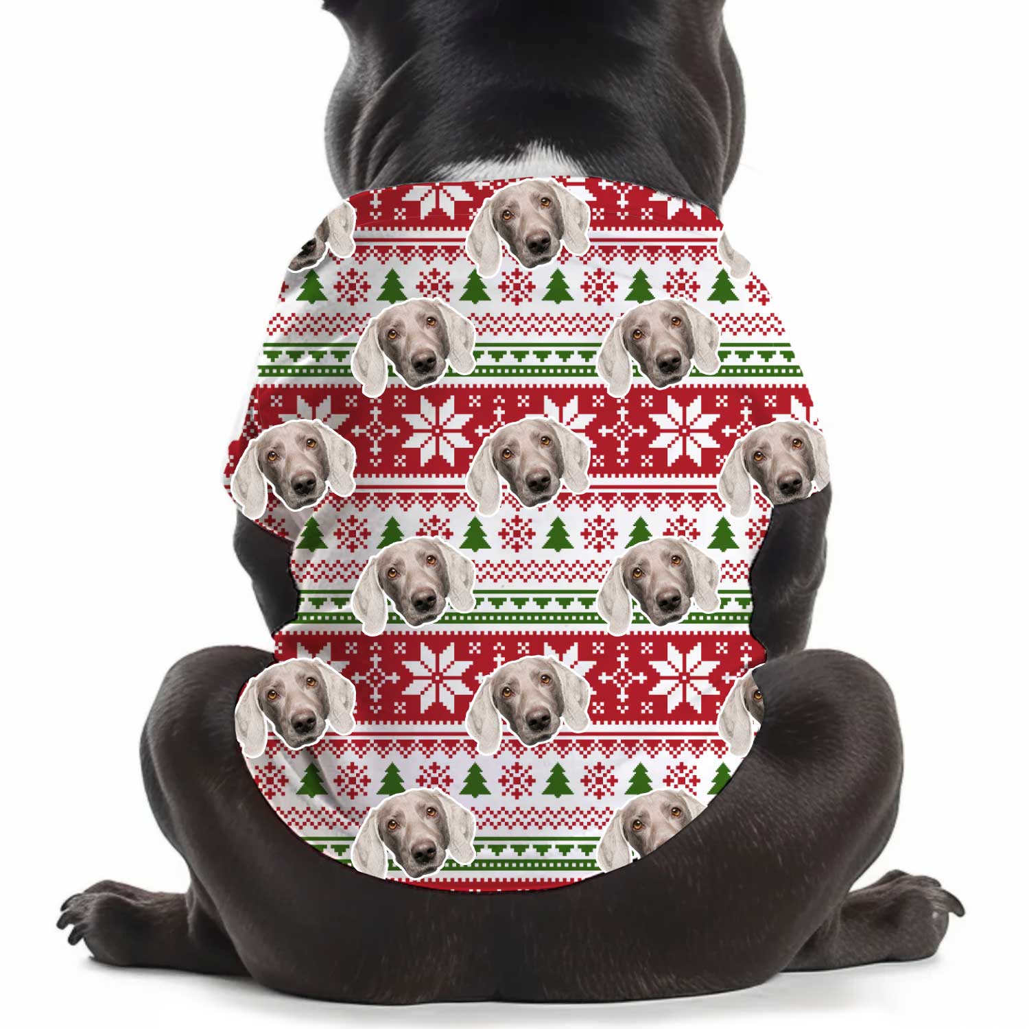 Nordic Snowflakes & Christmas Trees Personalised Dog T Shirt