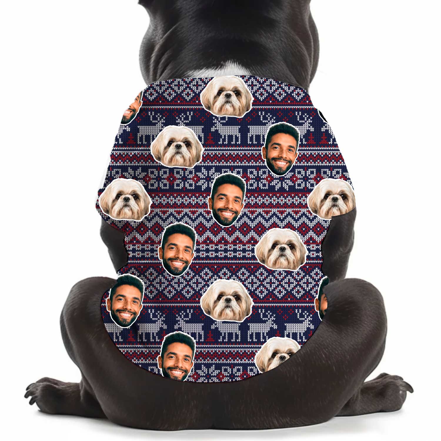 Christmas Navy Nordic Personalised Dog T-Shirt