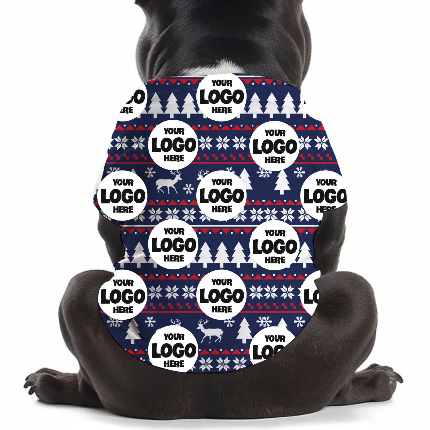 Your Logo Christmas Pattern Personalised Dog T Shirt
