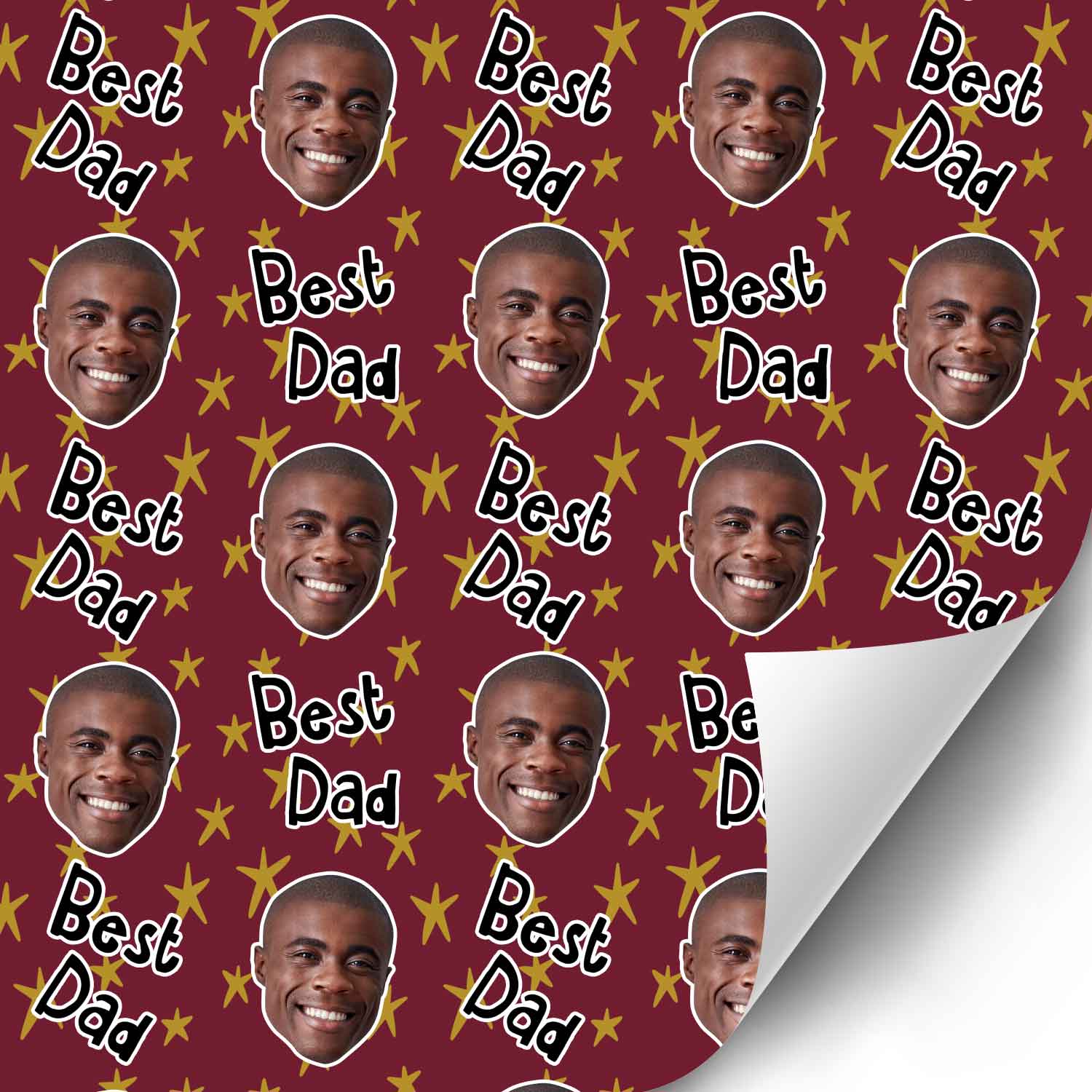 Best Dad Star Pattern Personalised Wrapping Paper