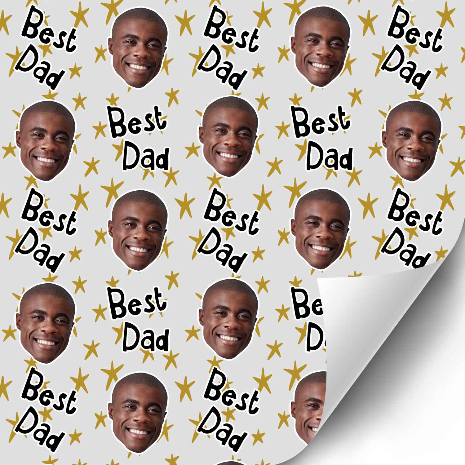 Best Dad Star Pattern Personalised Wrapping Paper