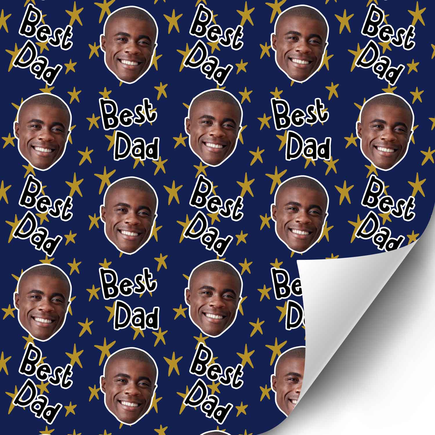 Best Dad Star Pattern Personalised Wrapping Paper