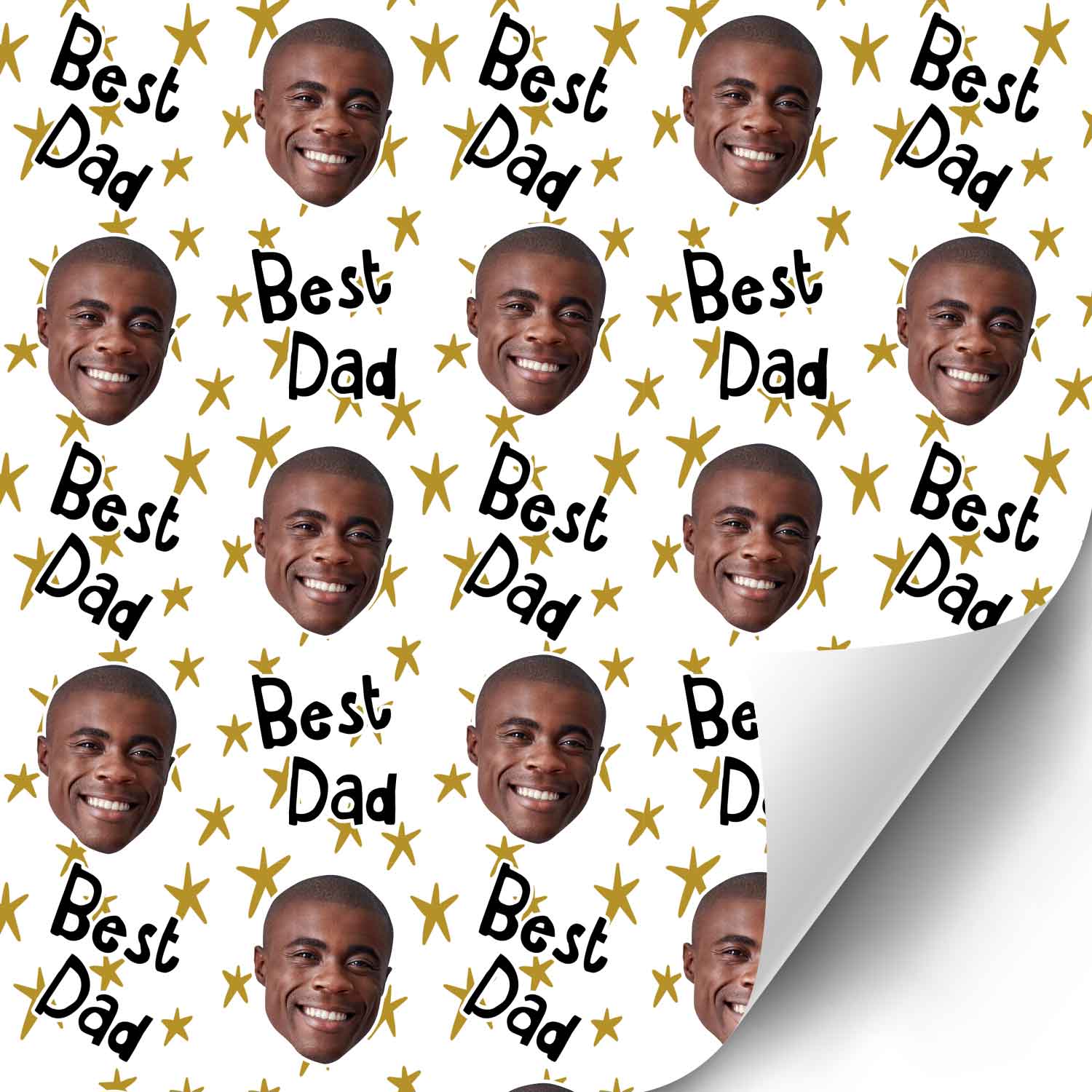 Best Dad Star Pattern Personalised Wrapping Paper