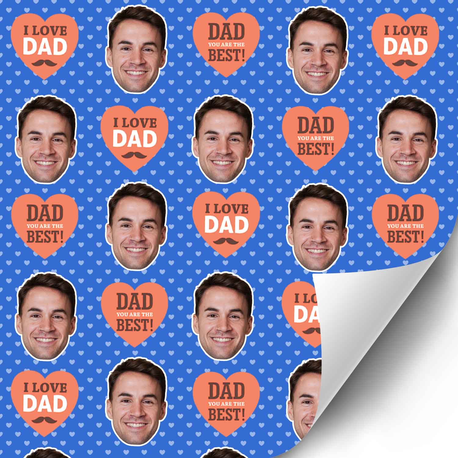 I Love Dad Heart Pattern Personailsed Wrapping Paper