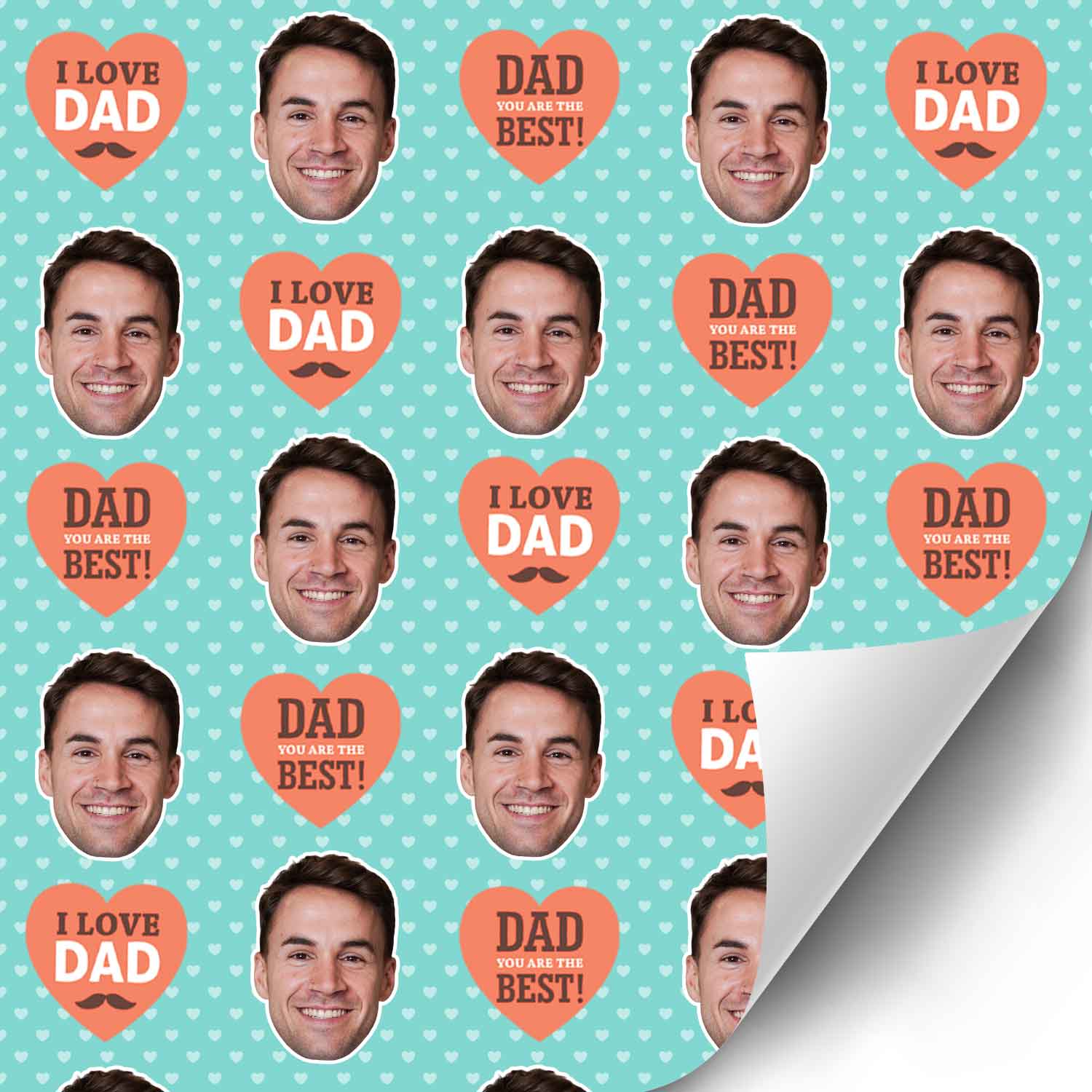 I Love Dad Heart Pattern Personailsed Wrapping Paper