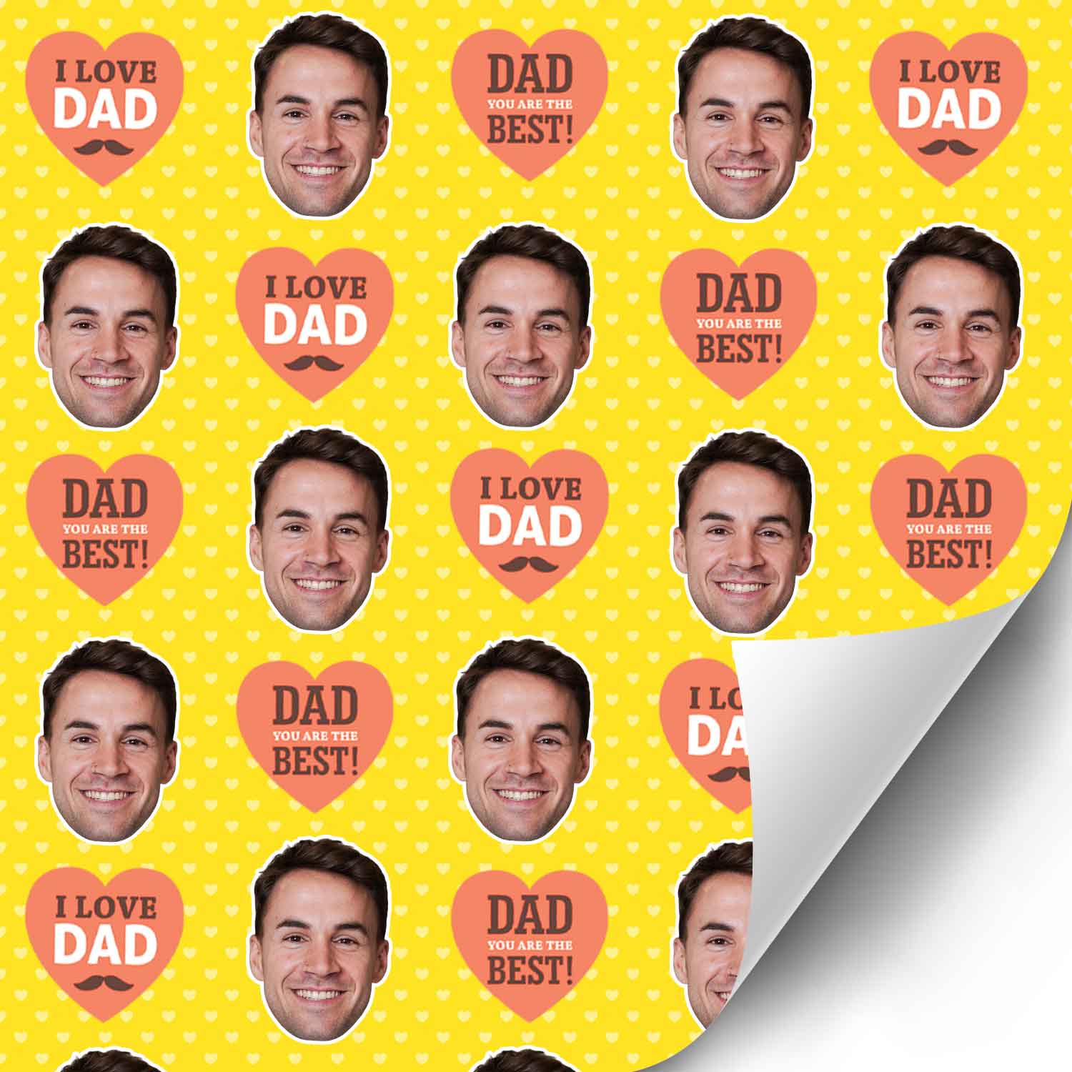 I Love Dad Heart Pattern Personailsed Wrapping Paper