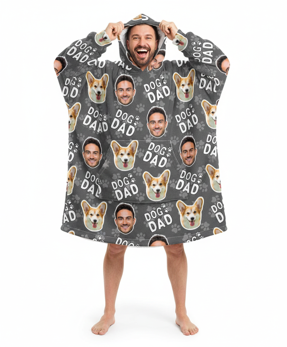 Dog Dad Personalised Hoodie Blanket