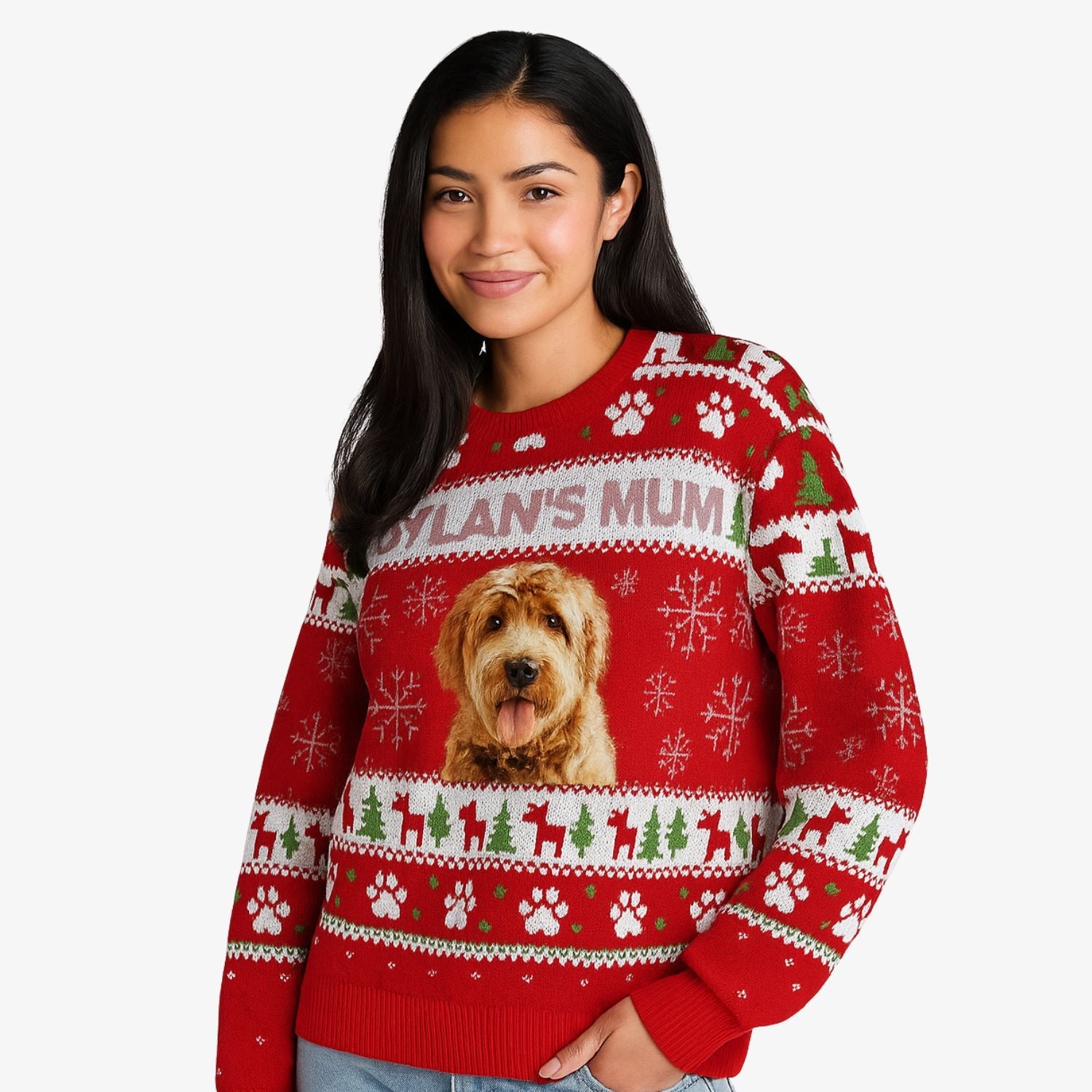 Dog's Name Mum Personalised Christmas Jumper