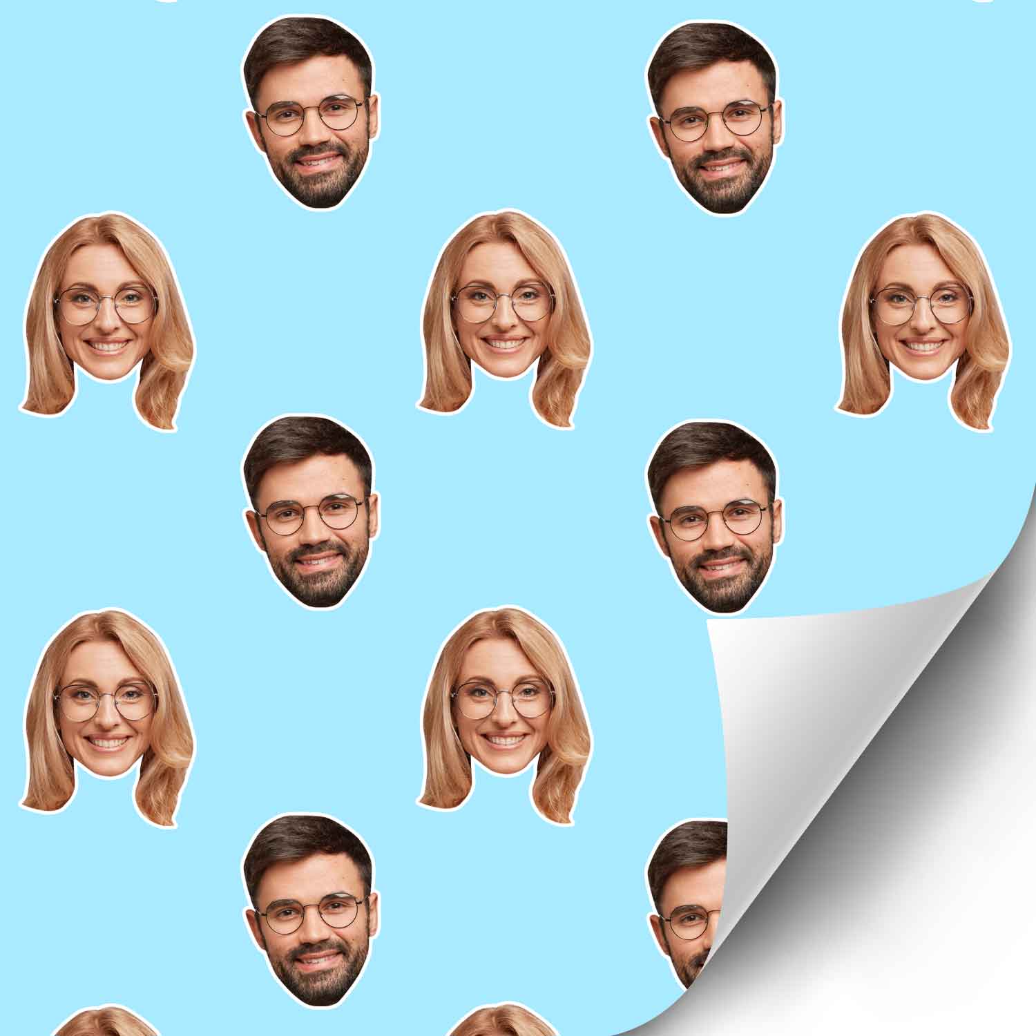 Couples Face Pattern Personalised Wrapping Paper