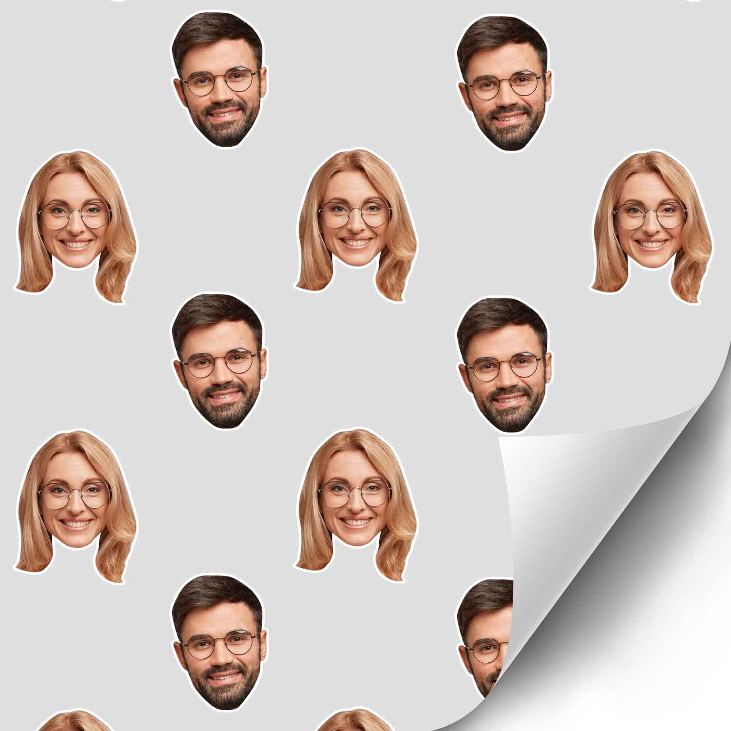 Couples Face Pattern Personalised Wrapping Paper