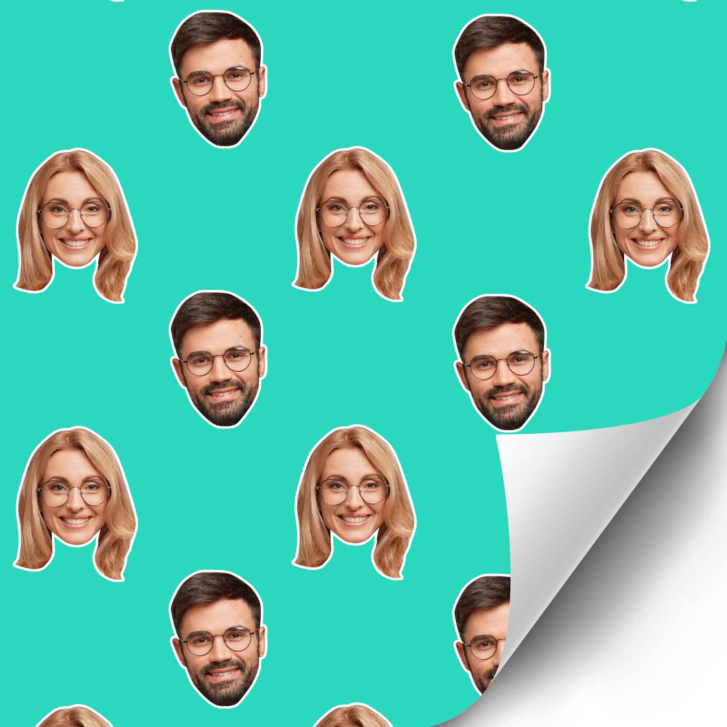 Couples Face Pattern Personalised Wrapping Paper