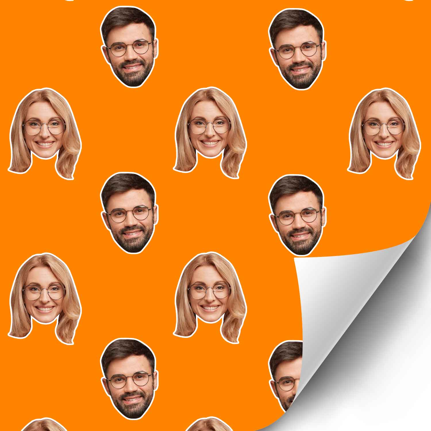 Couples Face Pattern Personalised Wrapping Paper