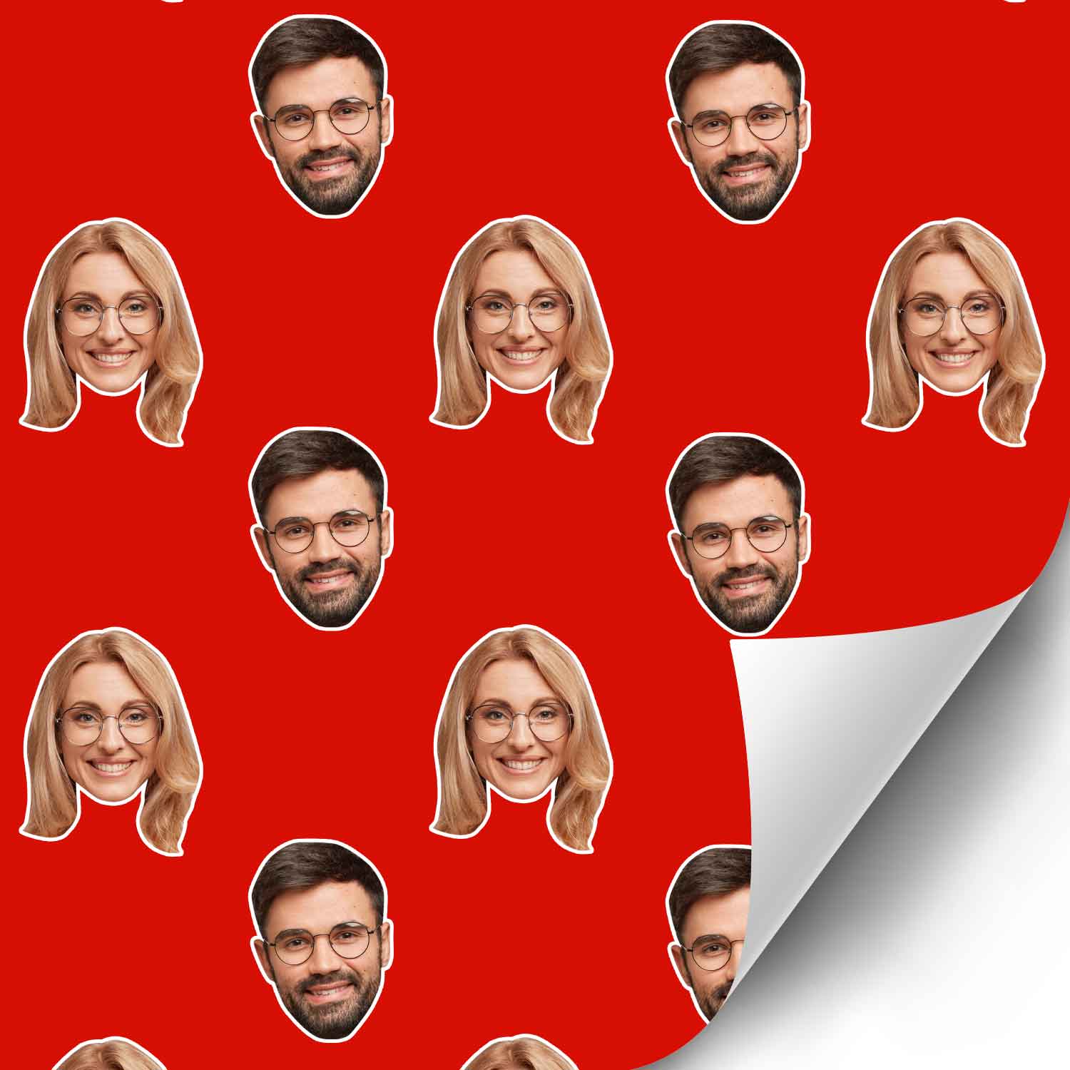 Couples Face Pattern Personalised Wrapping Paper
