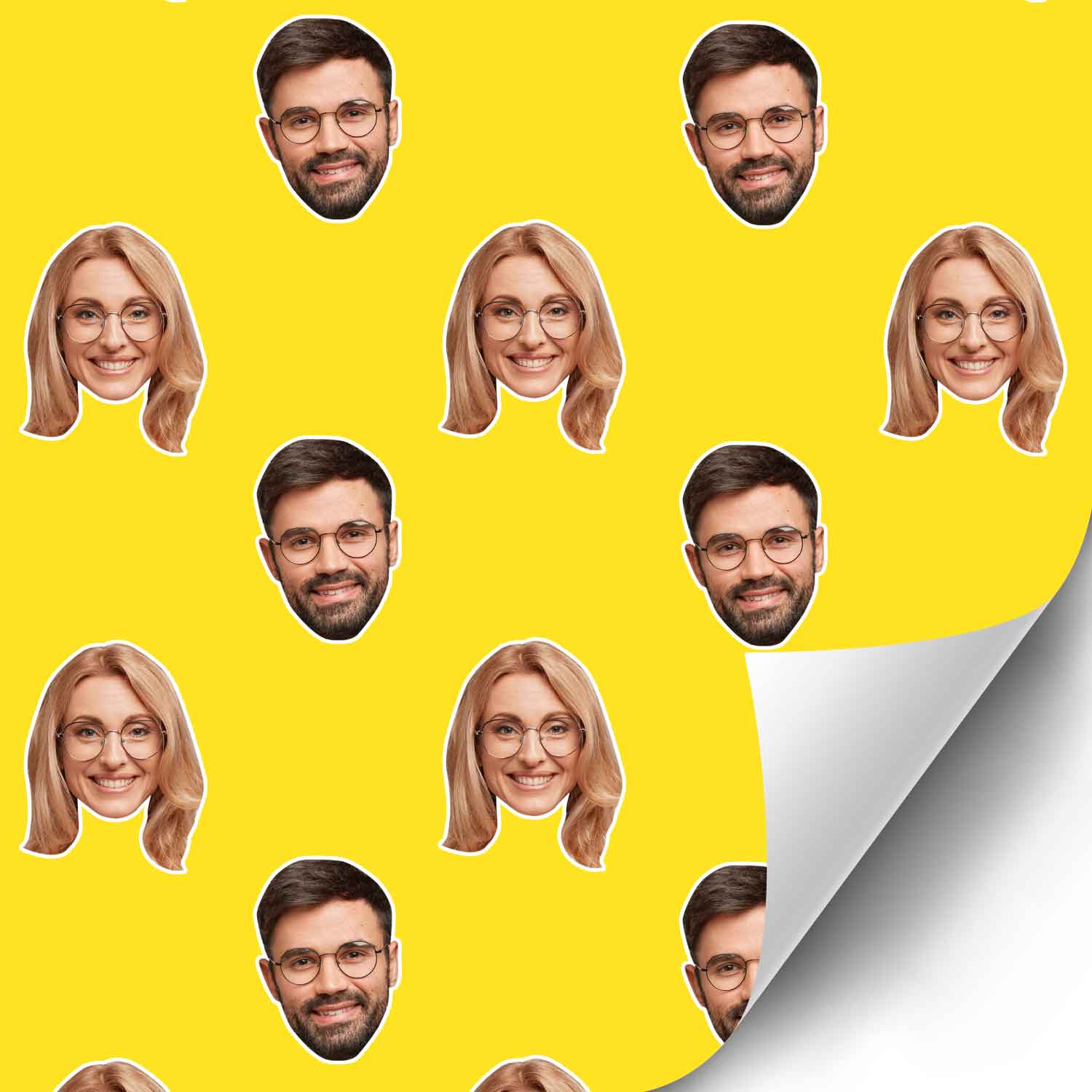 Couples Face Pattern Personalised Wrapping Paper
