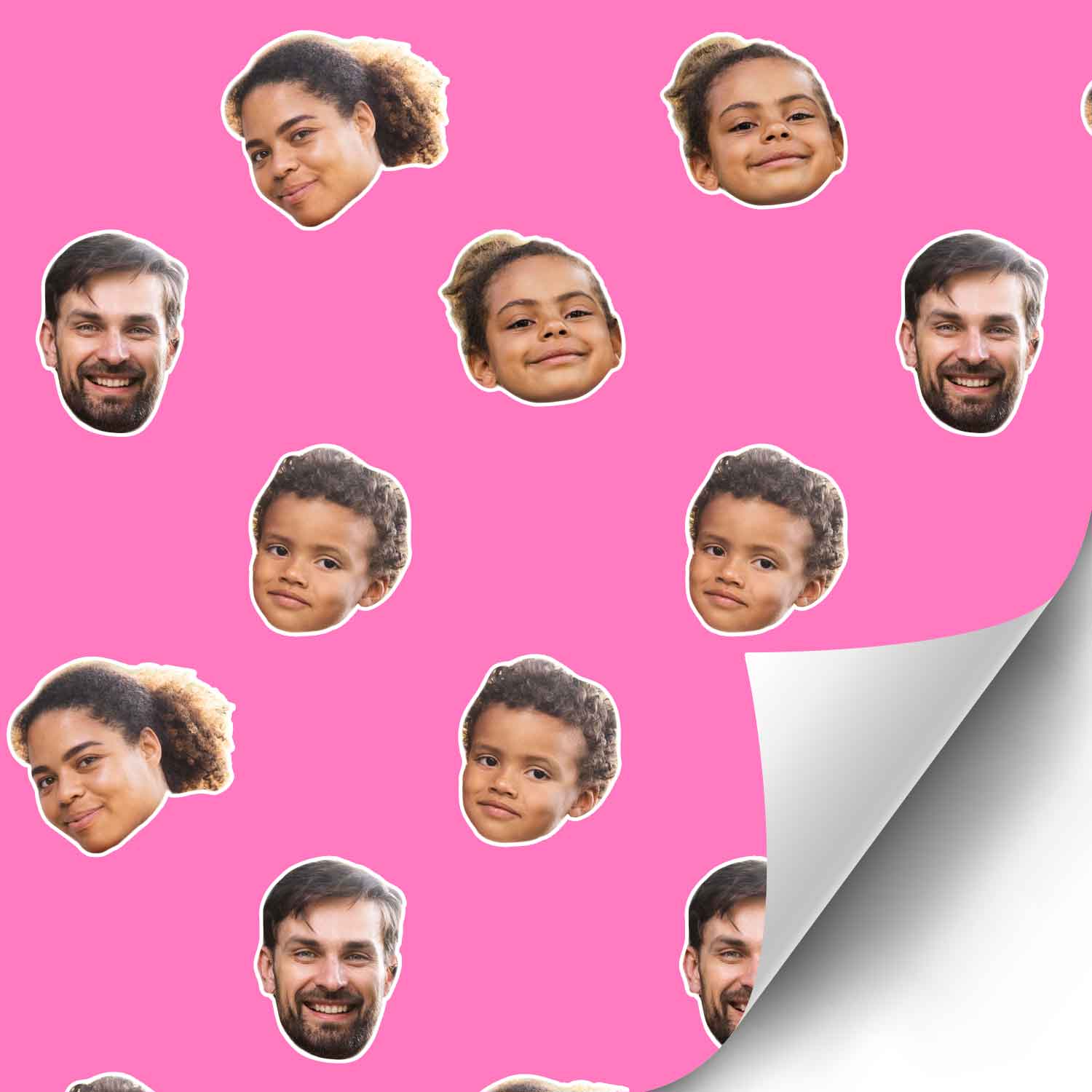 Family Faces Pattern Custom Wrapping Paper