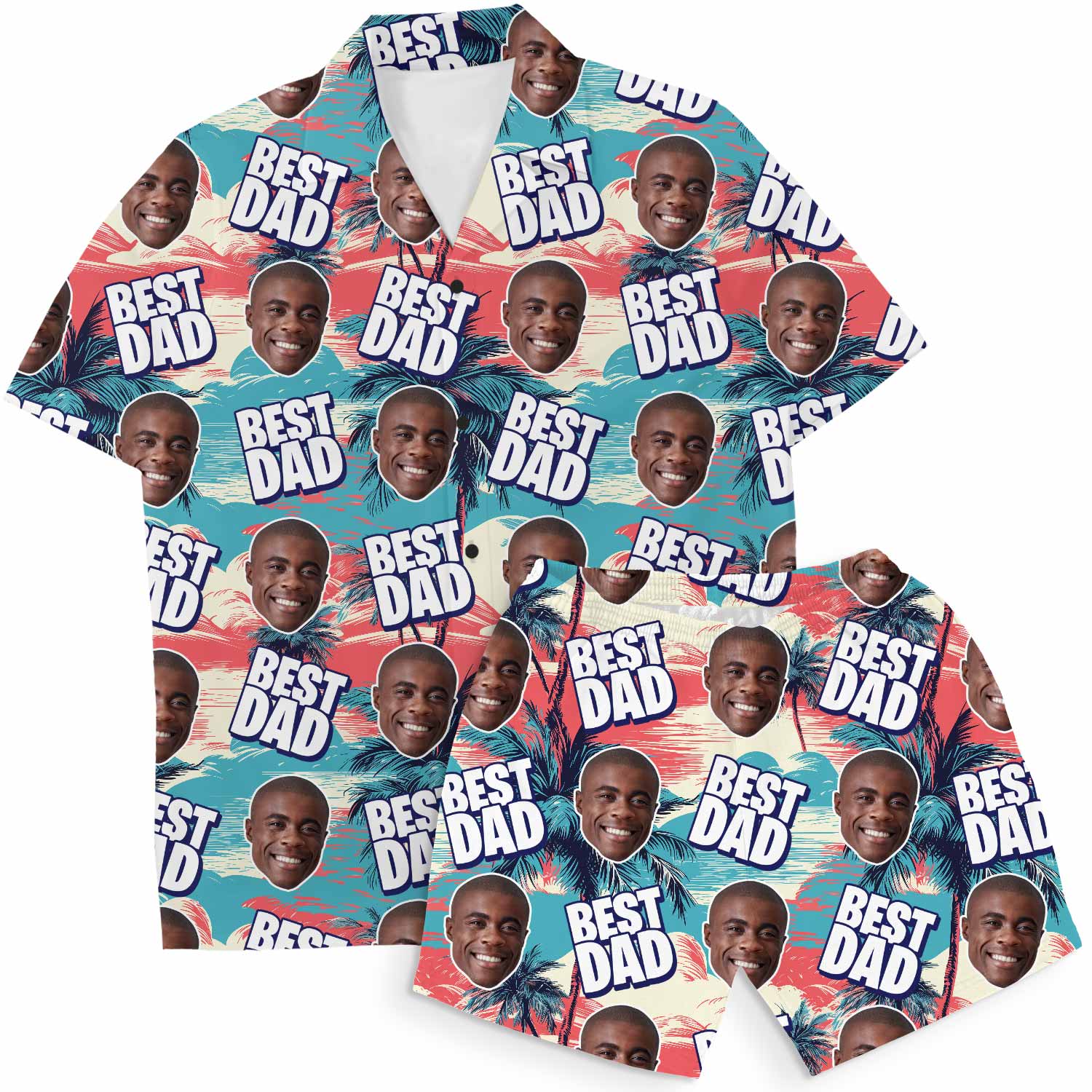 Best Dad Personalised Hawaiian Shirt Shorts Set
