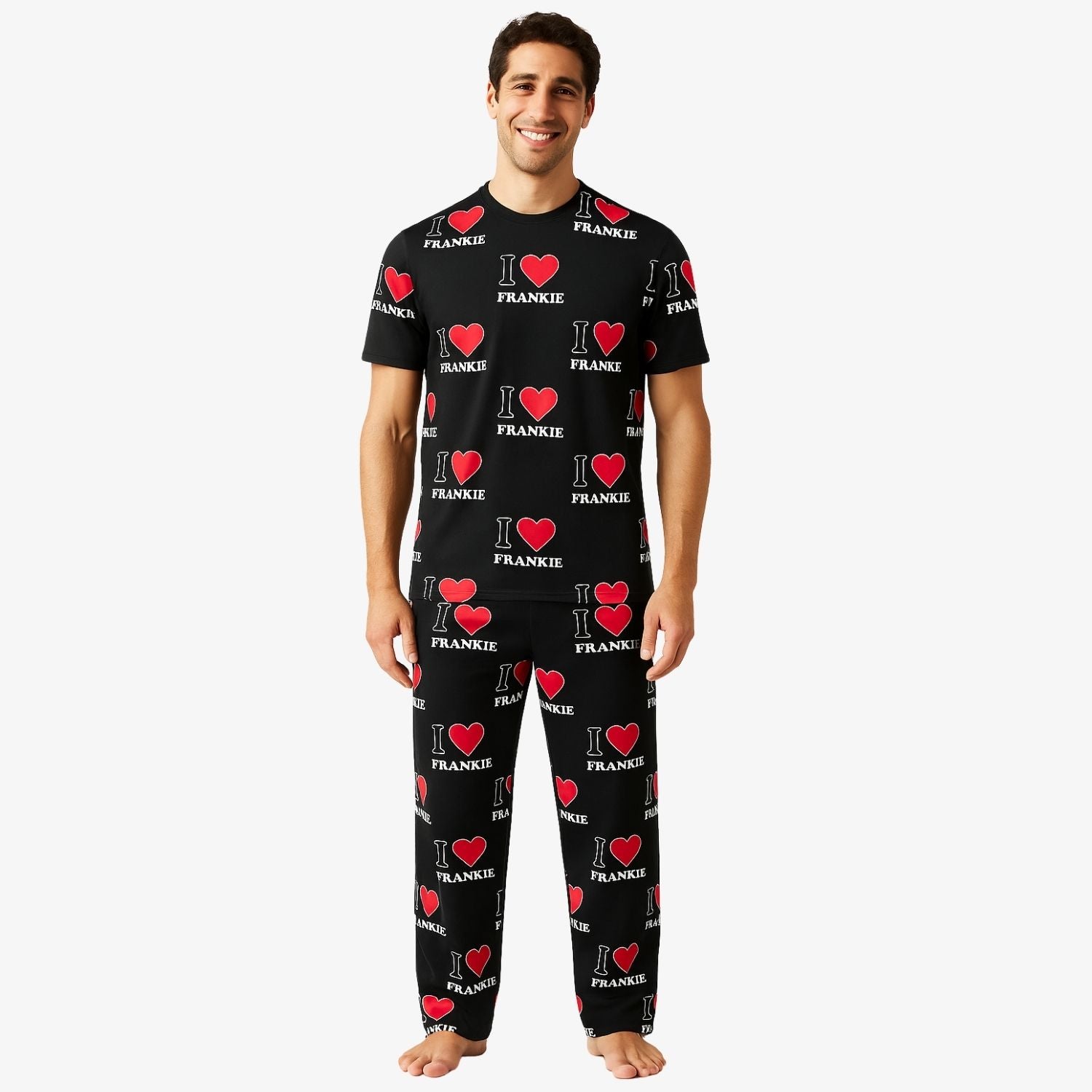 Men's I Heart Name Personalised PJs - Trousers Set