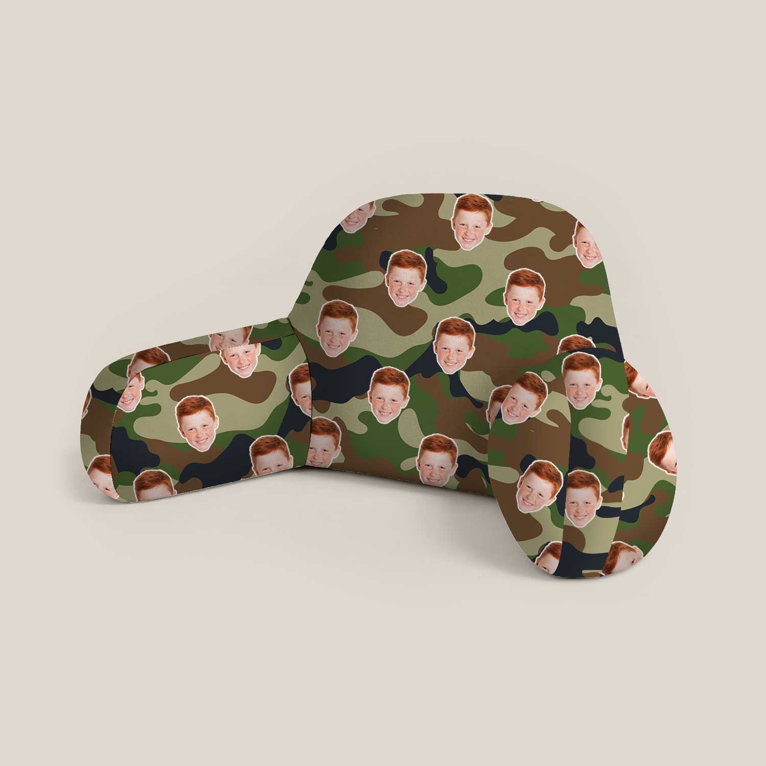 Personalised Kids Camo Green Cuddle Cushion