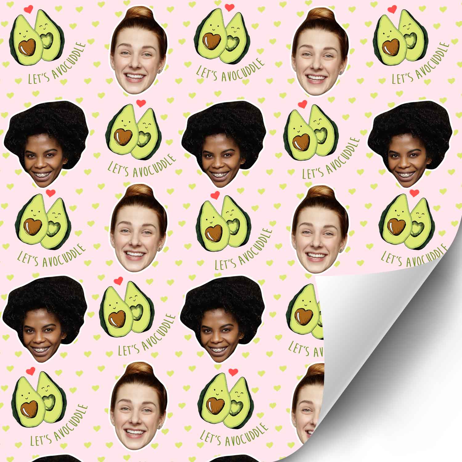 Let's Avocuddle Couple Faces Personalised Wrapping Paper