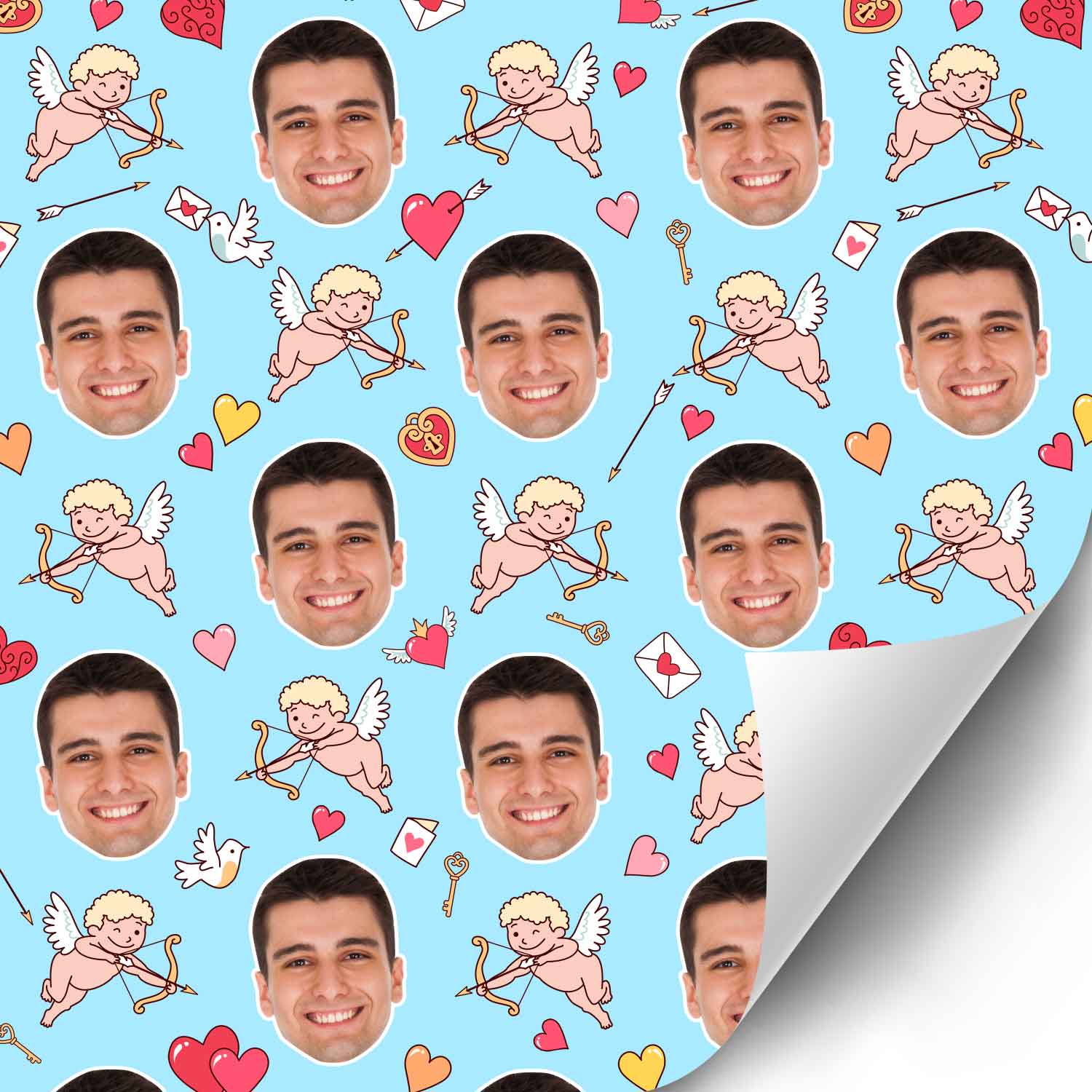 Cupid Boy Face Pattern Custom Wrapping Paper