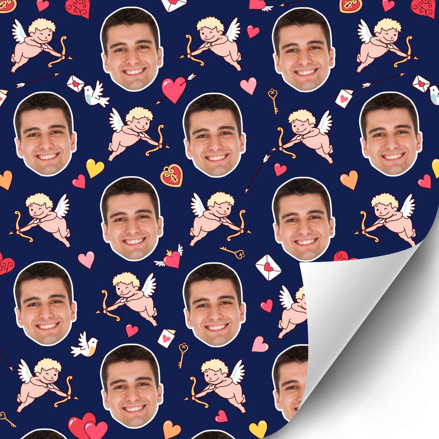 Cupid Boy Face Pattern Custom Wrapping Paper