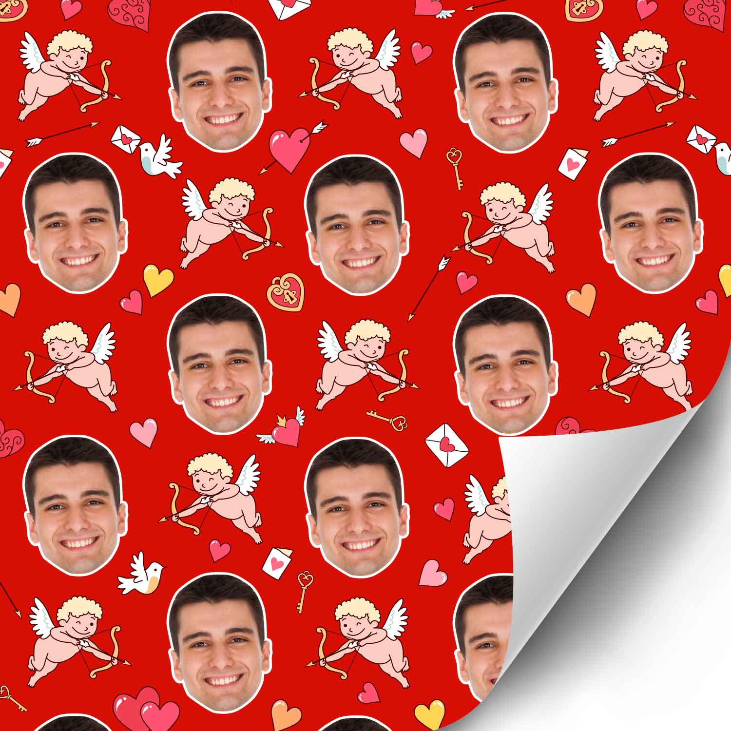Cupid Boy Face Pattern Custom Wrapping Paper