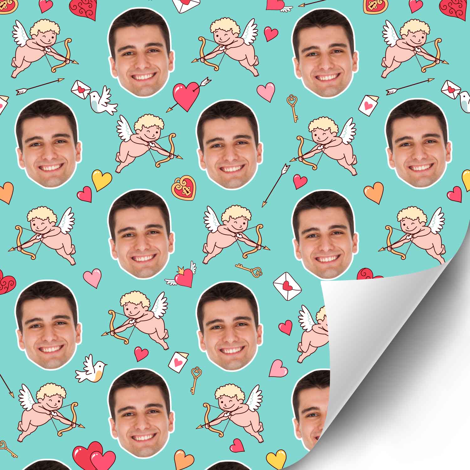 Cupid Boy Face Pattern Custom Wrapping Paper