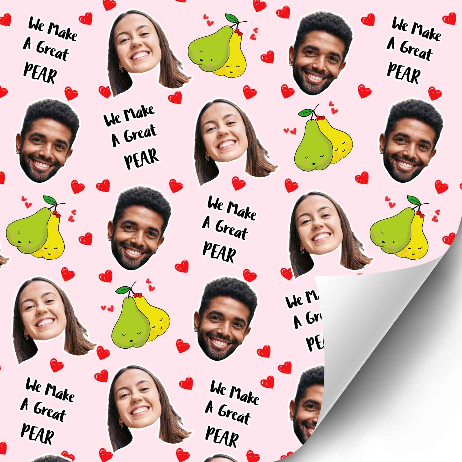 Great Pear Couple Faces Personalised Wrapping Paper