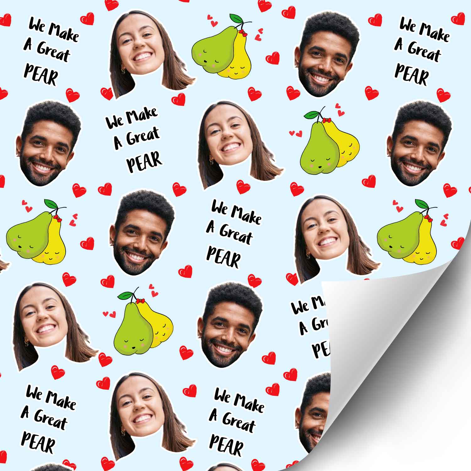 Great Pear Couple Faces Personalised Wrapping Paper