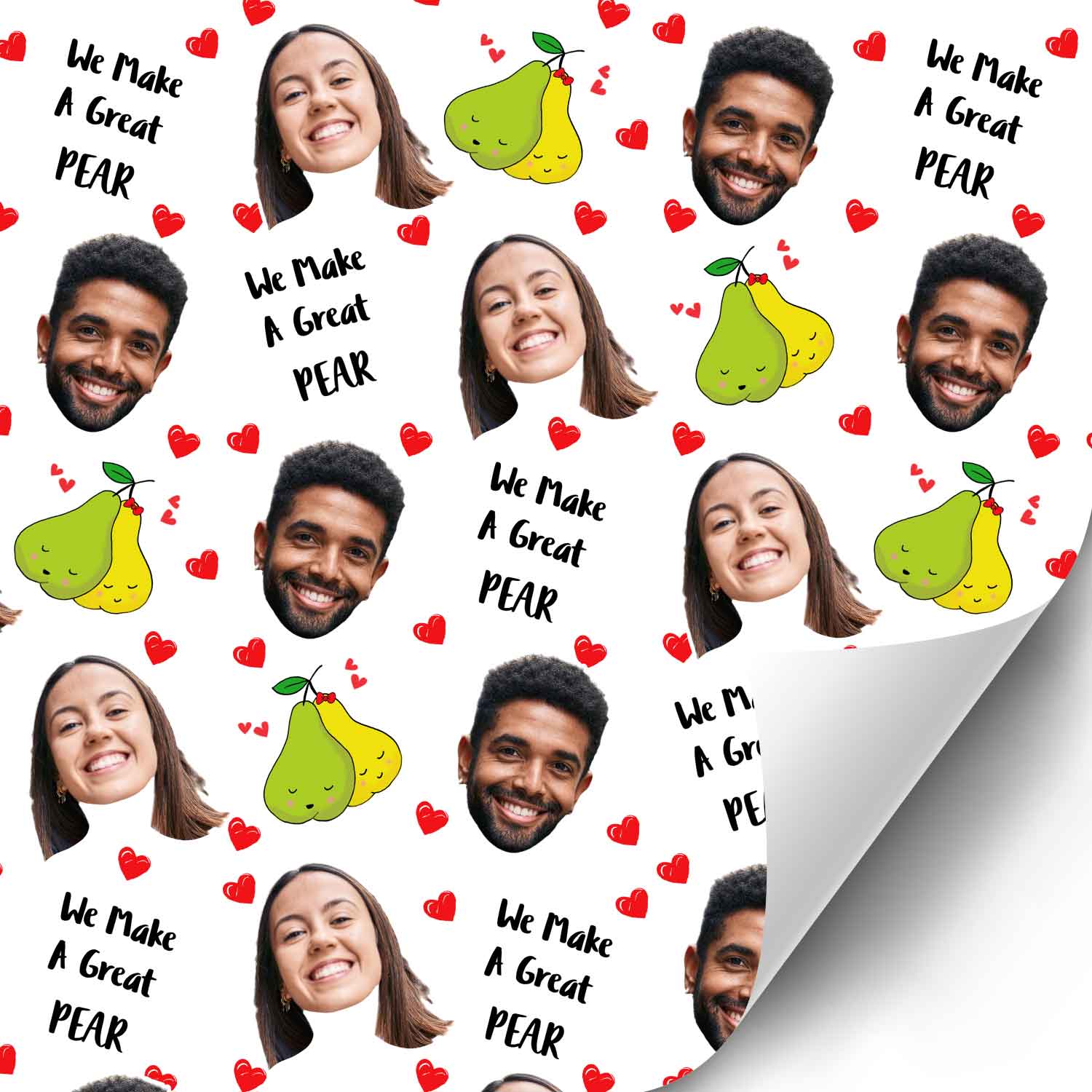 Great Pear Couple Faces Personalised Wrapping Paper