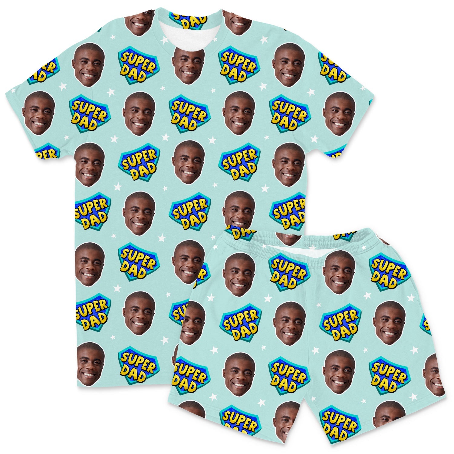 Men's Super Dad Personalised PJs - Shorts Set