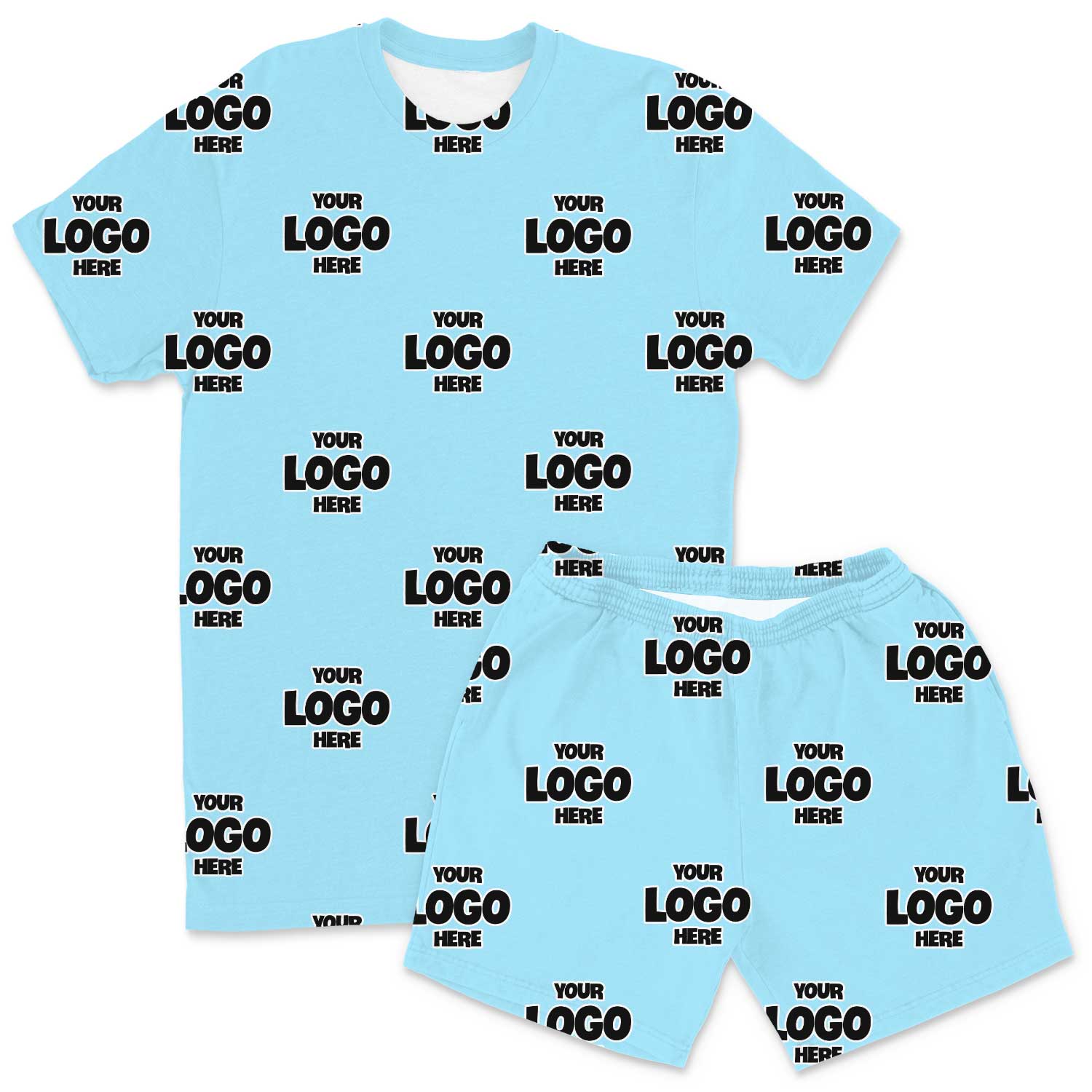 Your Logo Pattern Men's PJ Shorts Set