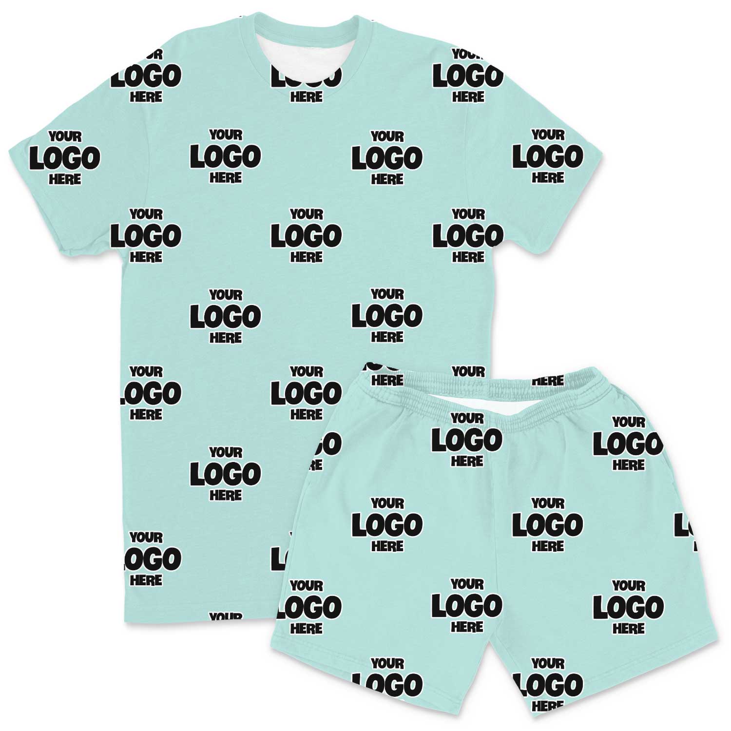 Your Logo Pattern Men's PJ Shorts Set