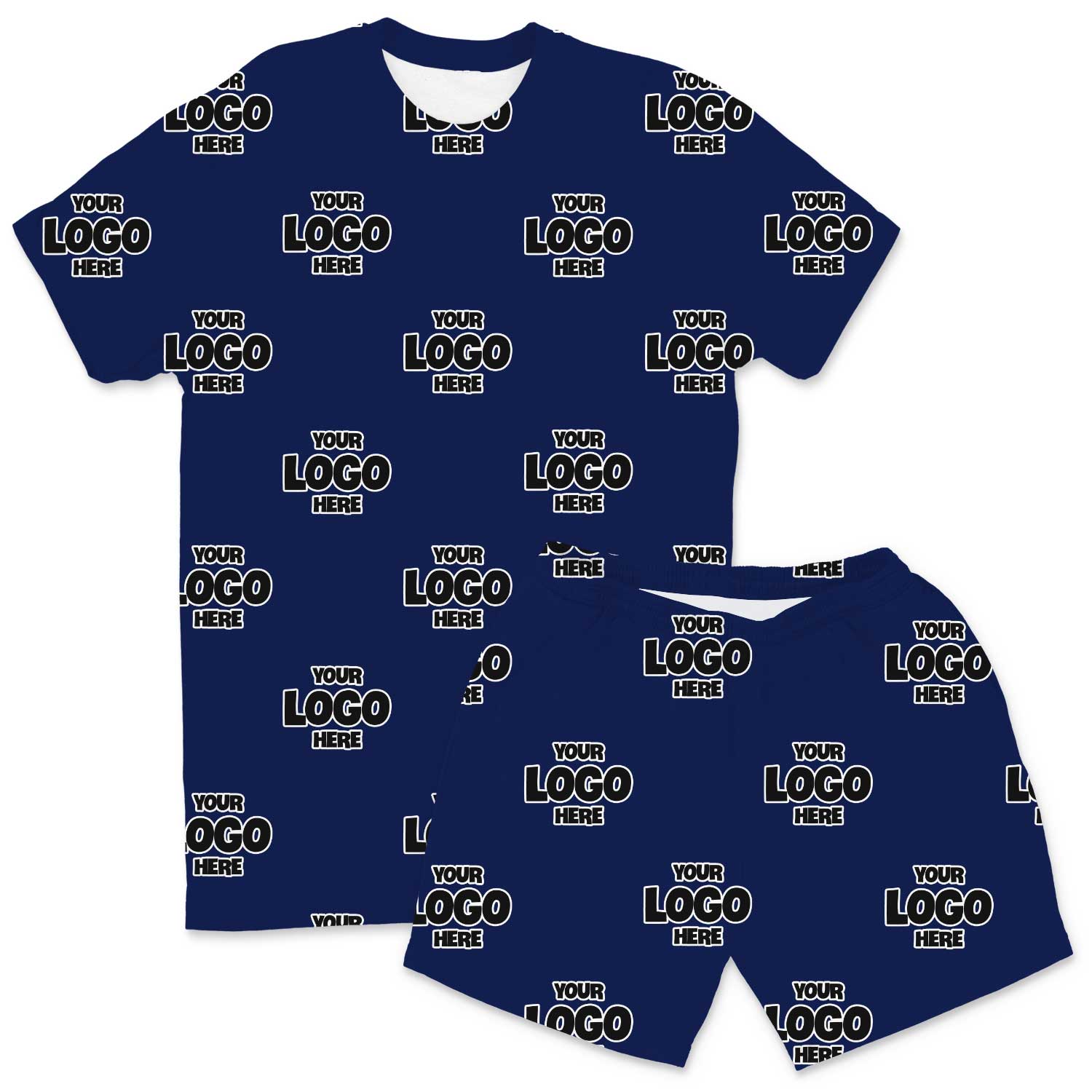 Your Logo Pattern Men's PJ Shorts Set