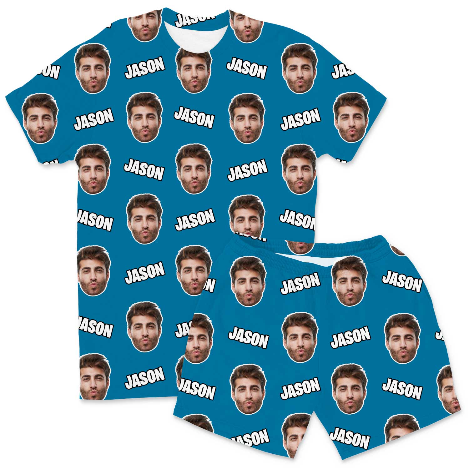 Your Face & Name Men's Personalised PJs - Shorts Set