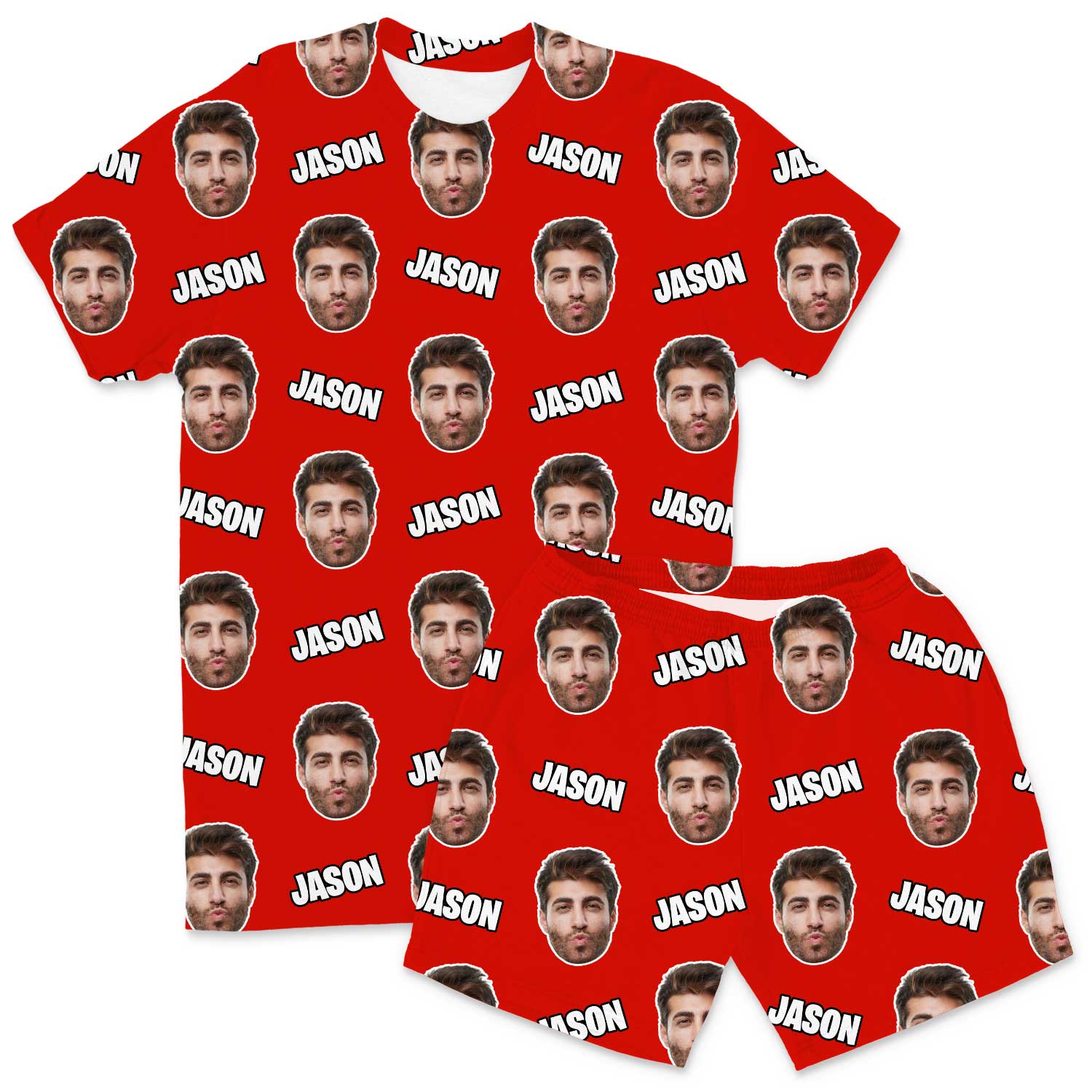 Your Face & Name Men's Personalised PJs - Shorts Set