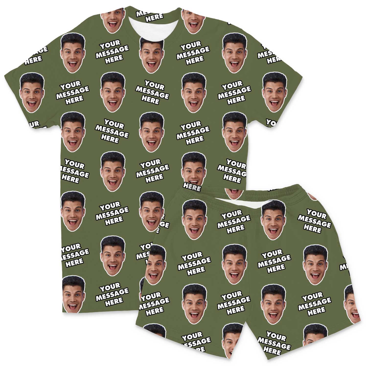 Your Face & Message Men's Personalised PJs - Shorts Set
