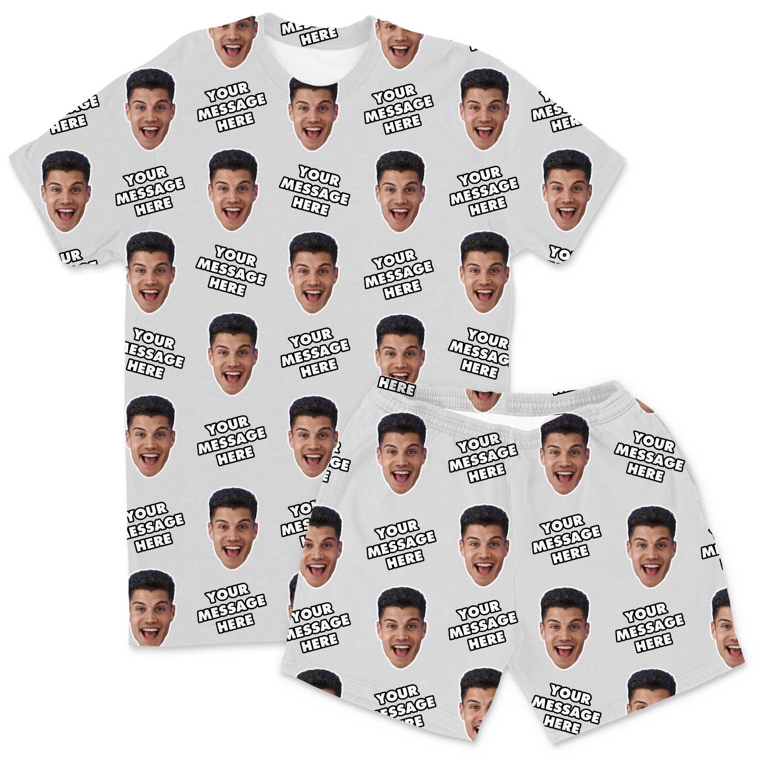 Your Face & Message Men's Personalised PJs - Shorts Set