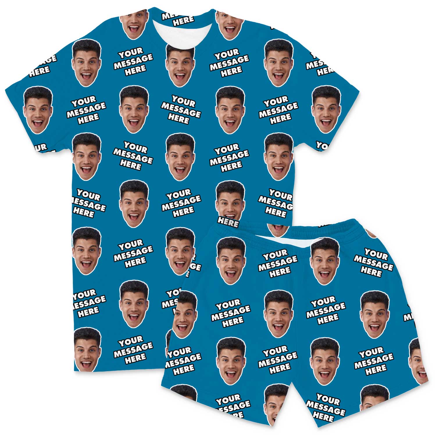 Your Face & Message Men's Personalised PJs - Shorts Set
